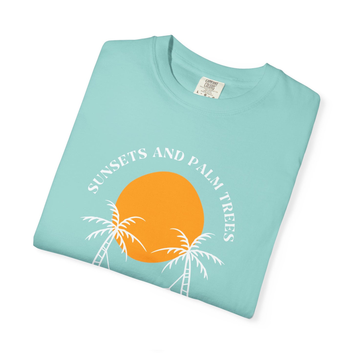 Sunset and Palm Trees T-shirt, Unisex Relaxed Tee, Summer Vibes Shirt, Vacation Attire, Beach Lover Gift, Casual Wear