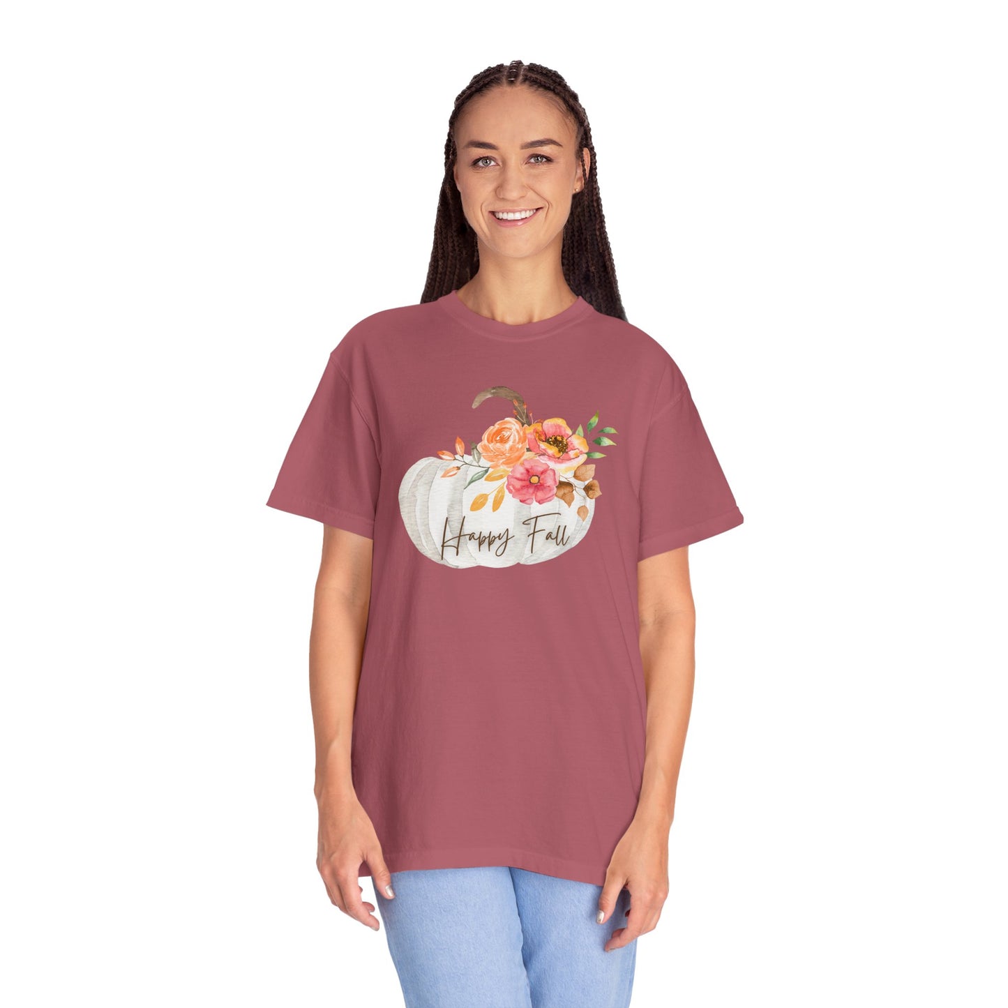 Happy Fall Pumpkin T-Shirt | Unisex Garment-Dyed Tee for Autumn, Thanksgiving, Fall Fashion, Pumpkin Lovers, Seasonal Style