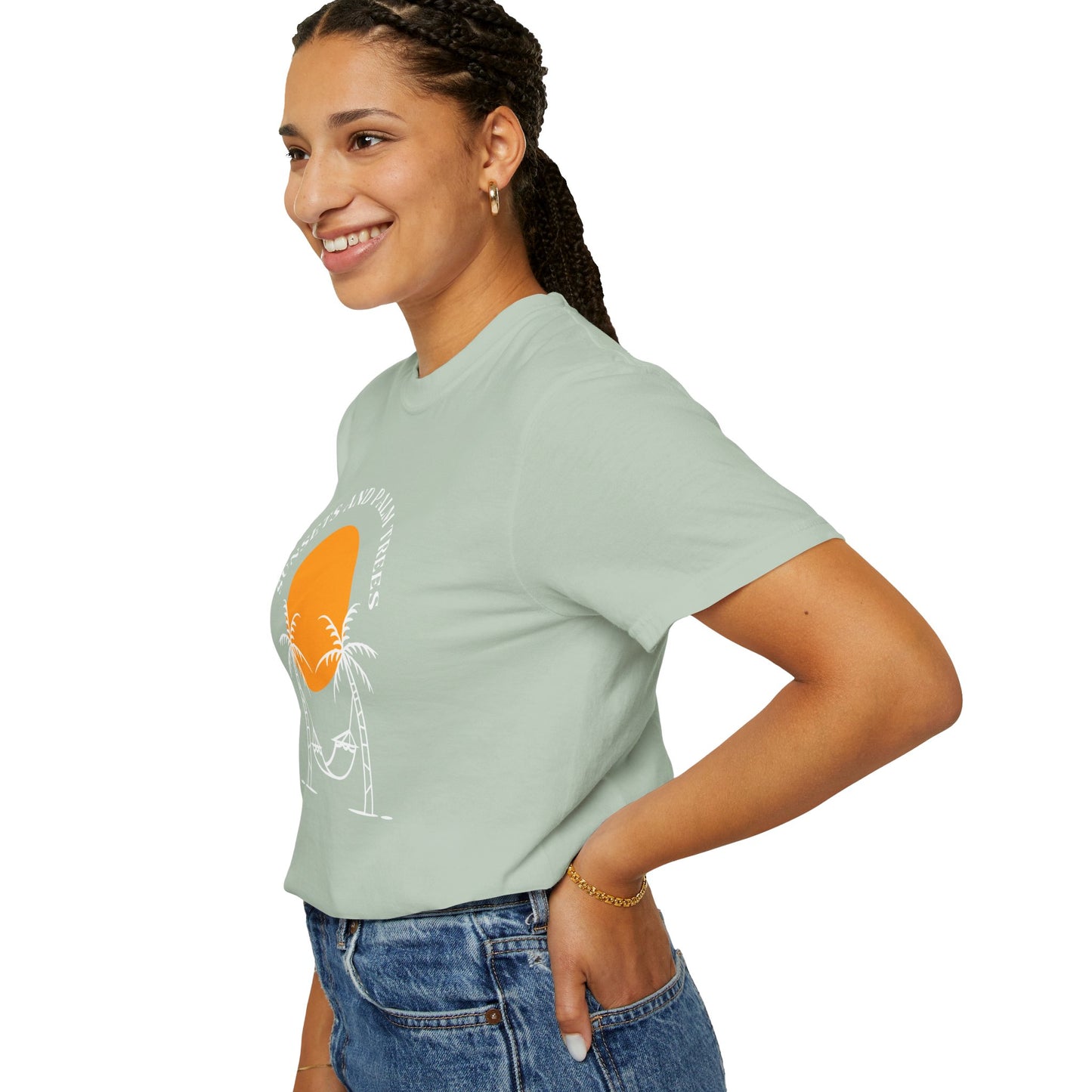 Sunset and Palm Trees T-shirt, Unisex Relaxed Tee, Summer Vibes Shirt, Vacation Attire, Beach Lover Gift, Casual Wear