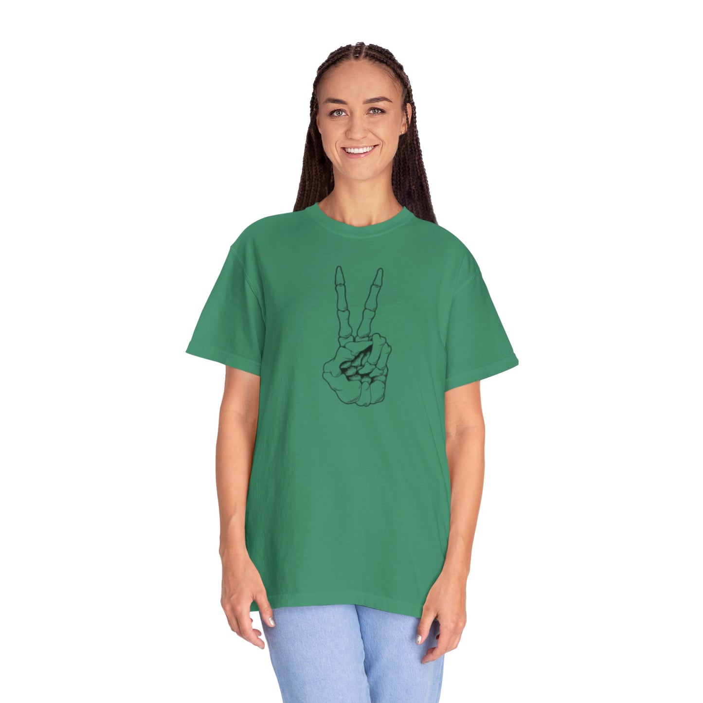 Peace To Death Unisex Garment-Dyed T-Shirt, Soft Graphic Tee for Casual Wear, Perfect for Earth Day, Music Festivals, and Relaxed Outings