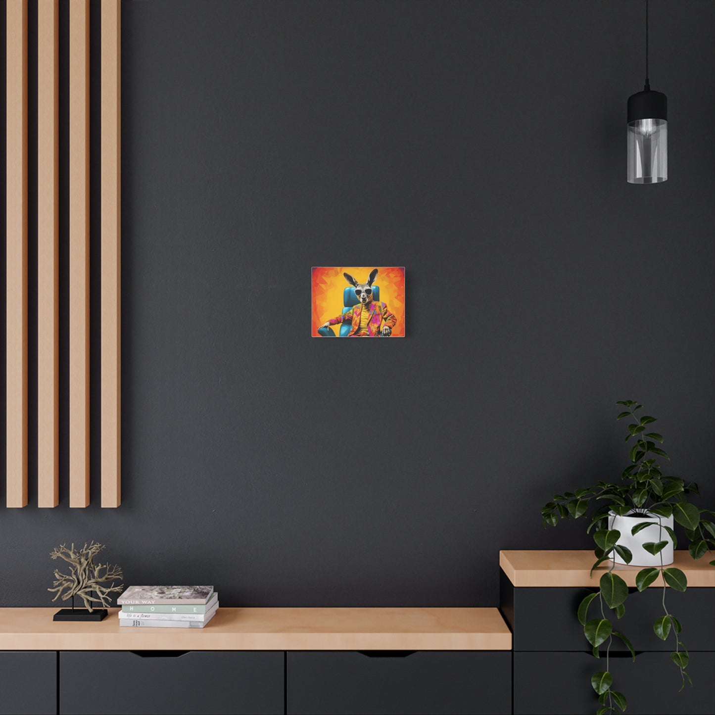 Colorful Kangaroo Wall Art - Retro Stretched Canvas