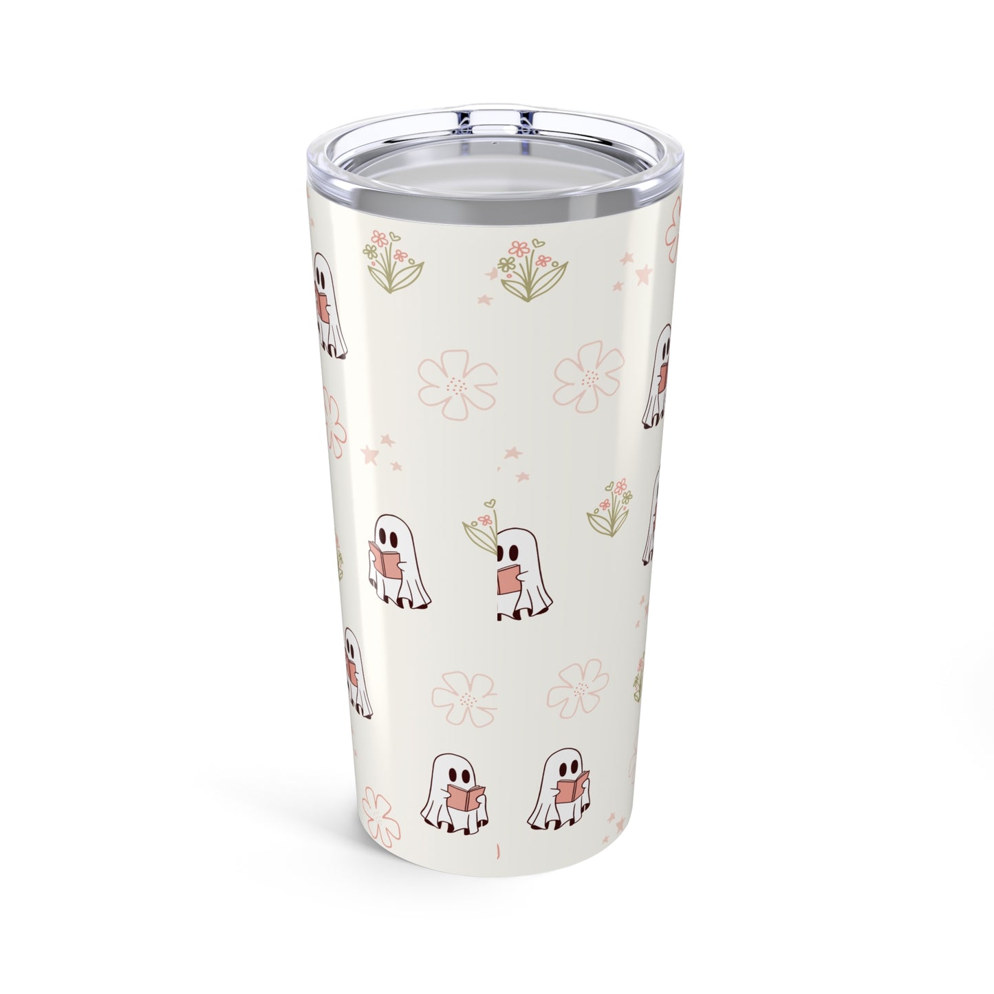 Cute Ghost Tumbler 20oz - Whimsical Travel Mug for Halloween, Fall, or Everyday; Perfect Gift for Friends, Home & Office Decor