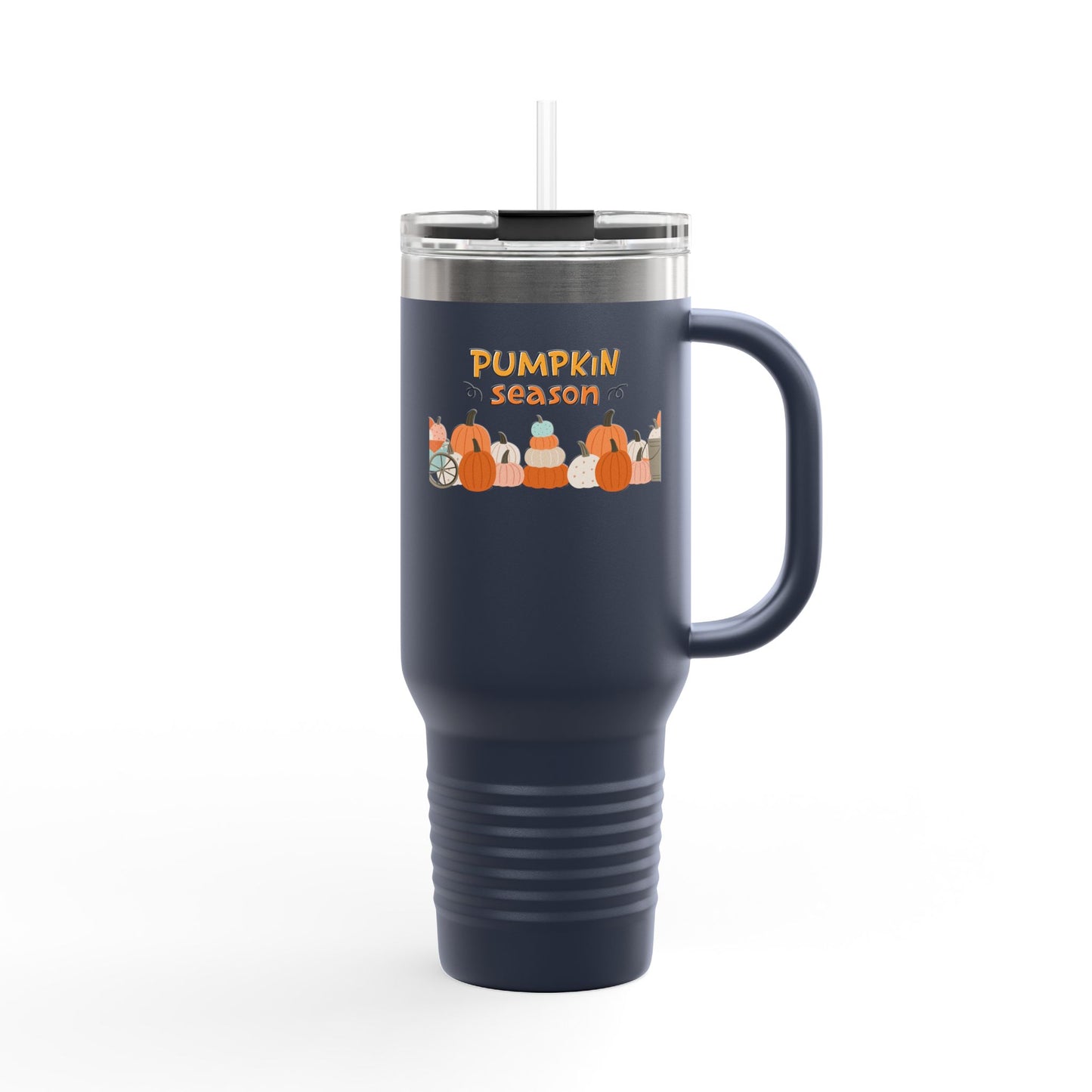 Pumpkin Season Insulated Travel Mug, Fall Coffee Cup, Autumn Beverage Tumbler, Cute Halloween Gift, Eco-Friendly Travel Accessory