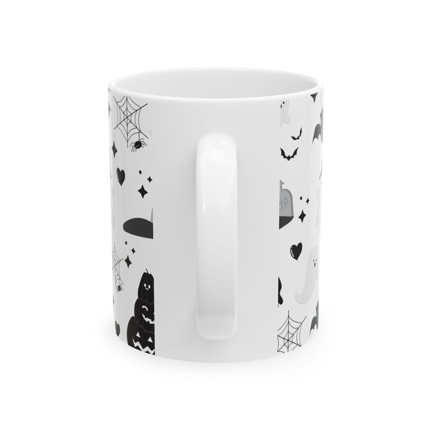 Spooky Cat Ceramic Mug - Halloween Drinkware, Black Cat Mug, Cute Ghost Cup, Halloween Gift, Witchy Coffee Mug