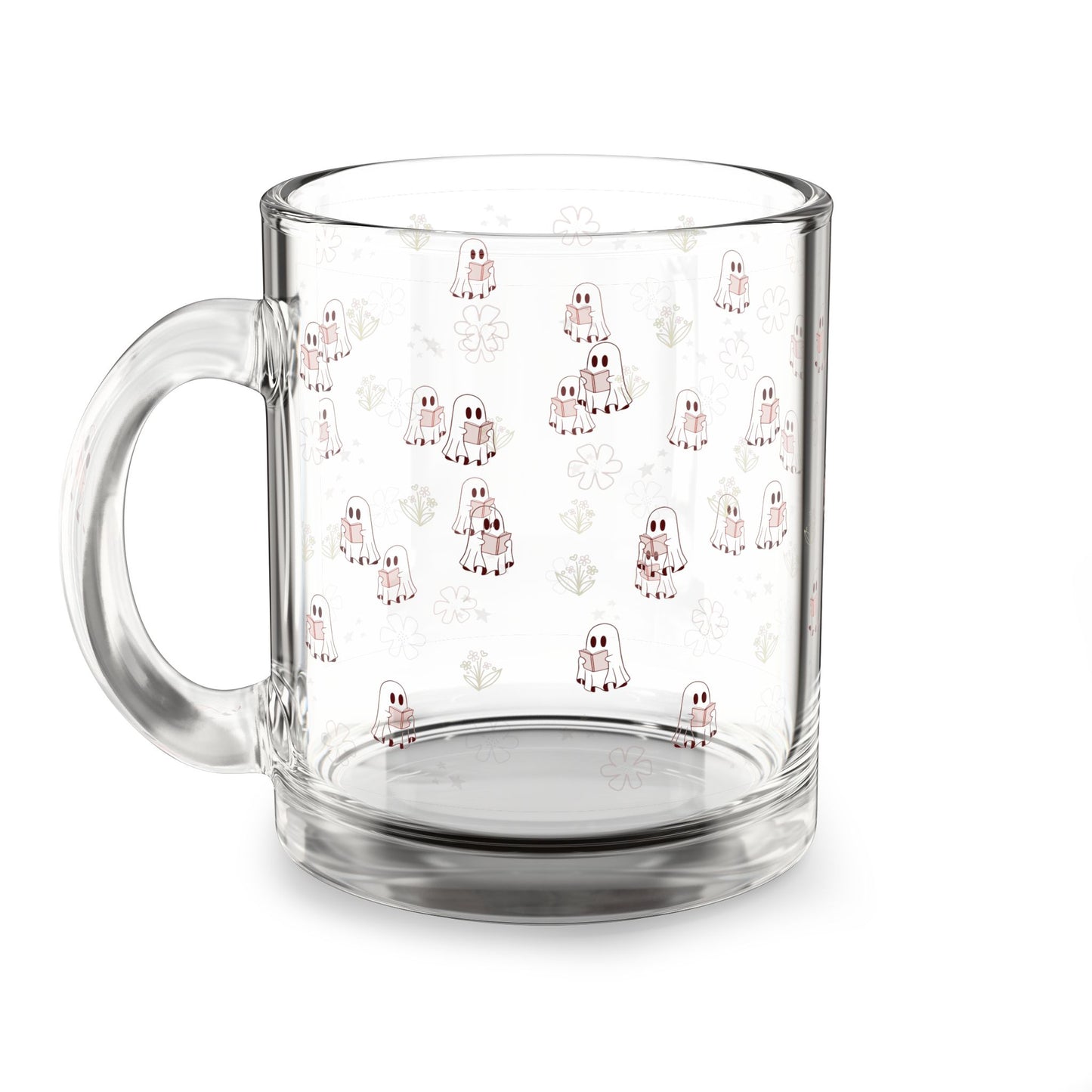 Cute Ghost Glass Mug 10oz, Halloween Coffee Cup, Spooky Drinkware, Gift for Ghost Lovers, Kawaii Kitchen Accessory