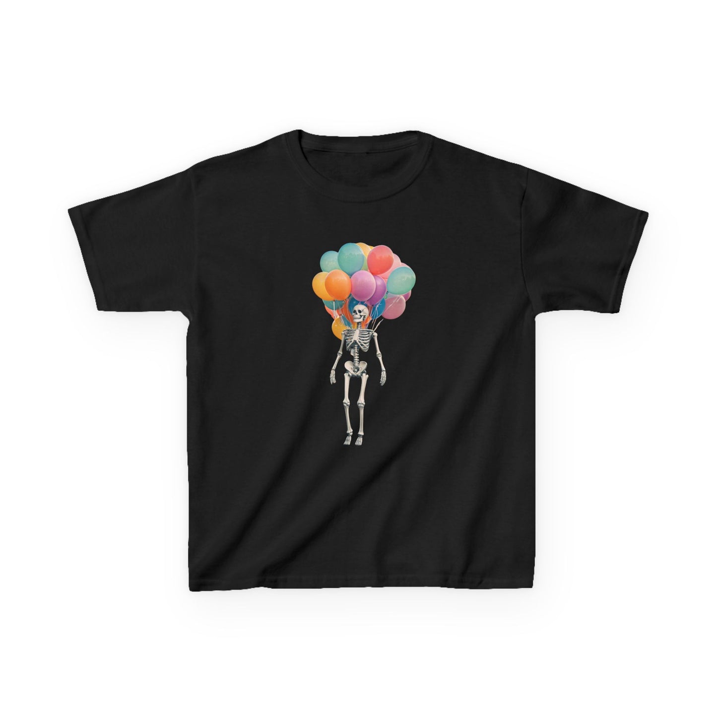 Kids Skeleton Balloon Tee - Fun Halloween Shirt, Birthday Gift, Unique Kids Tee, Playful Cotton Shirt, Holiday Apparel, Cute Skeleton Design