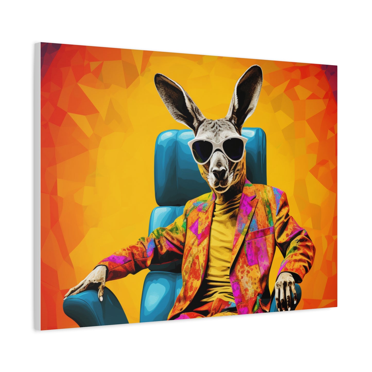 Colorful Kangaroo Wall Art - Retro Stretched Canvas