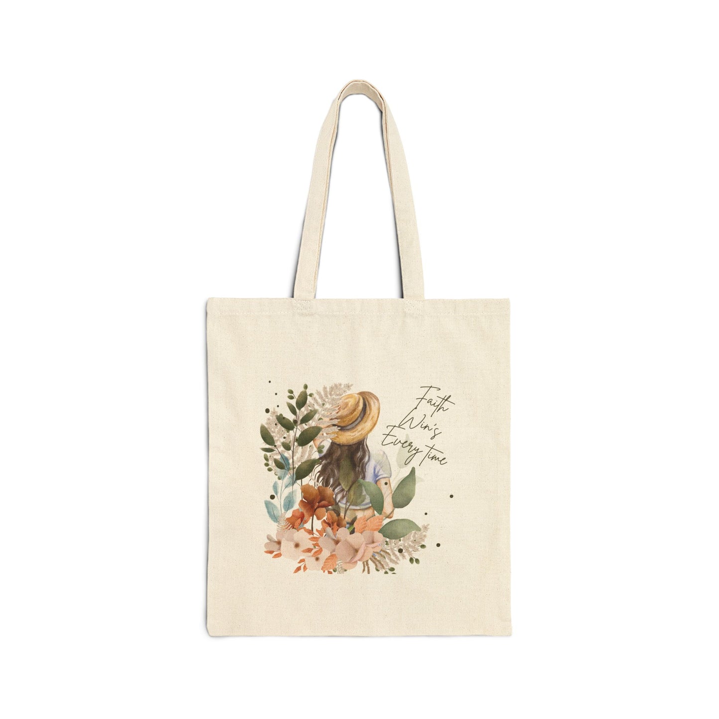 Floral Inspirational Cotton Canvas Tote Bag - Eco-Friendly, Reusable, Ideal for Everyday Use