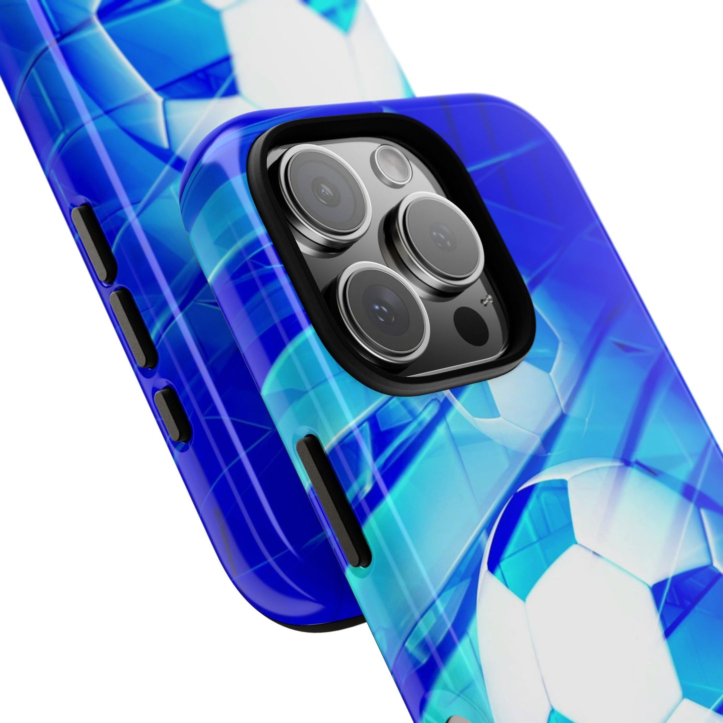 Soccer Phone Case with Tough Design, Blue Soccer Graphic Cover, Sporty Gift, Athletic Accessory, Youthful Decor, Durable Protection