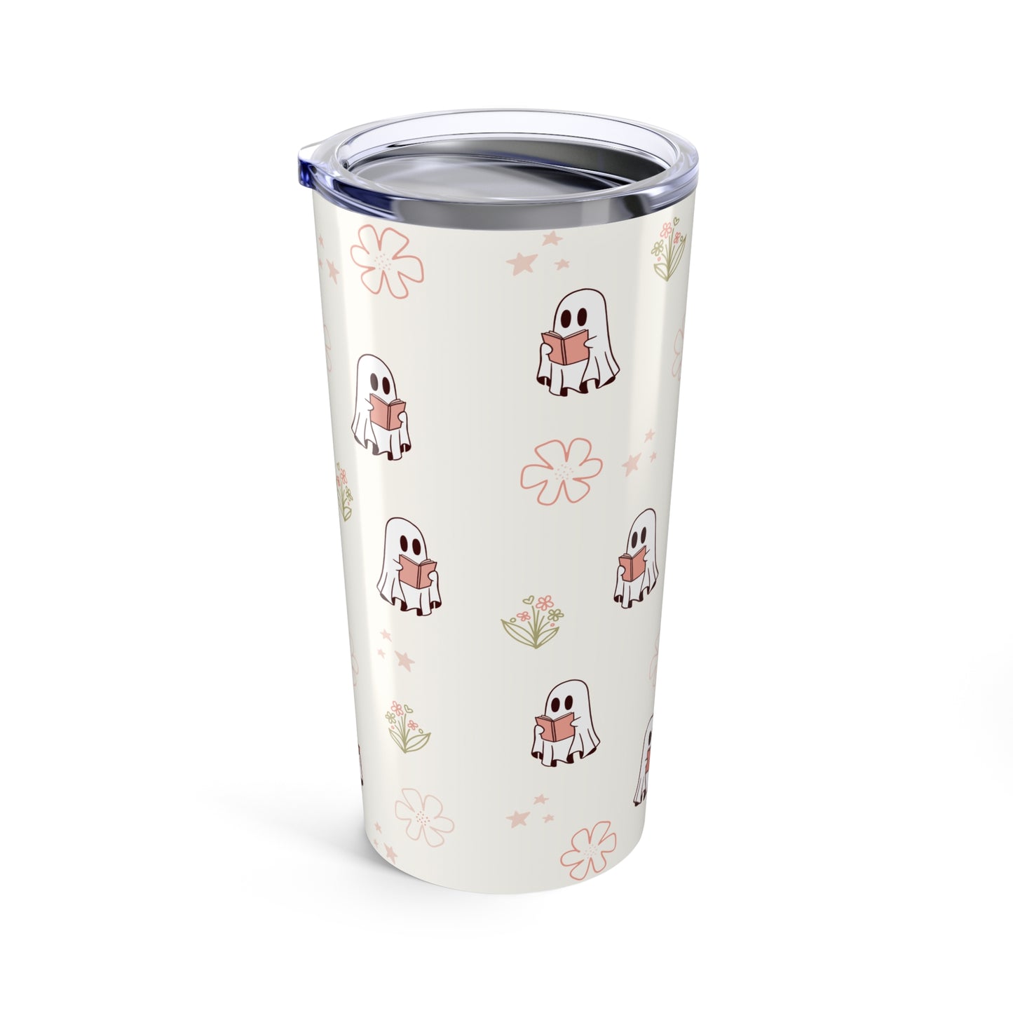 Cute Ghost Tumbler 20oz - Whimsical Travel Mug for Halloween, Fall, or Everyday; Perfect Gift for Friends, Home & Office Decor