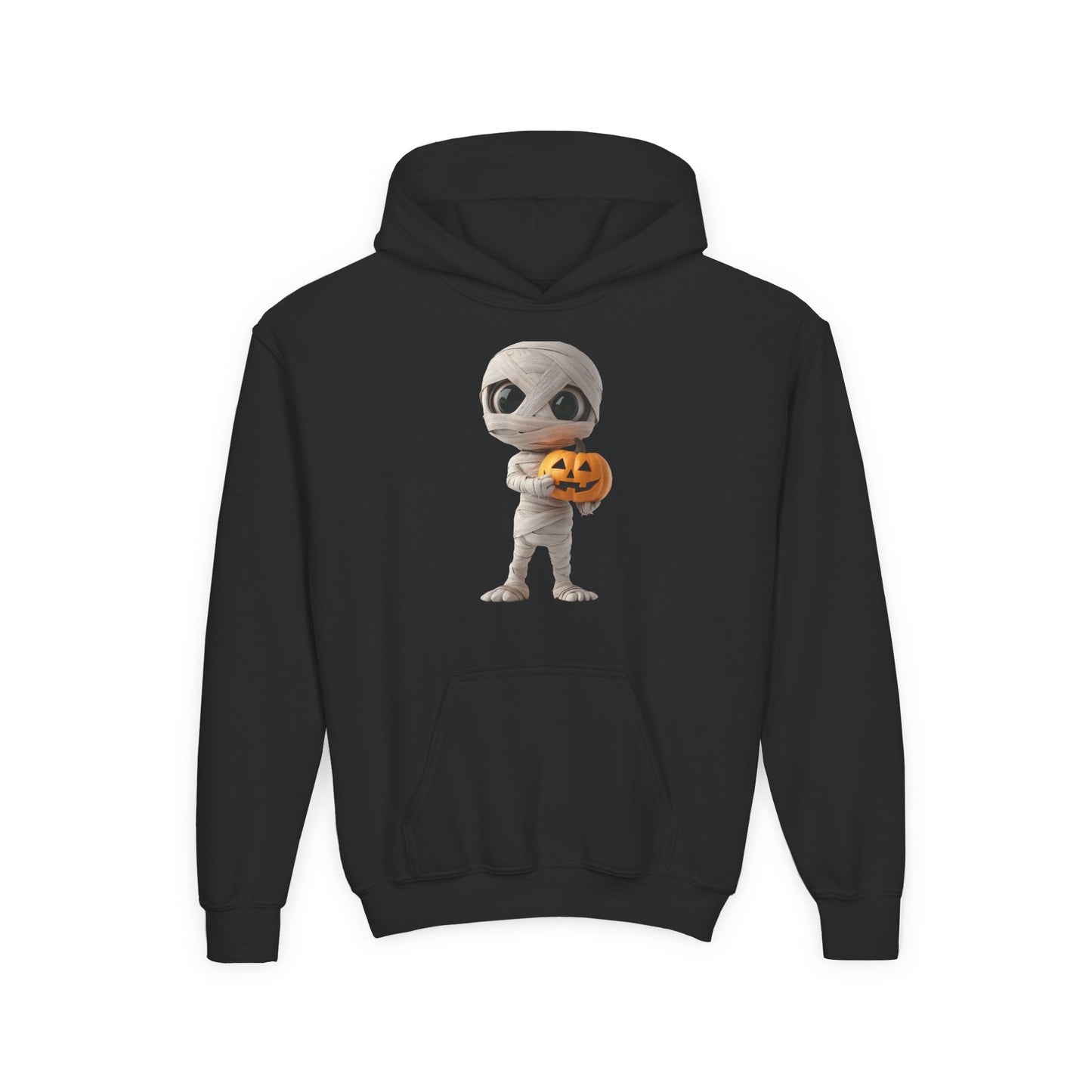 Mummy Pumpkin Halloween Youth Hoodie, Spooky Hooded Sweatshirt for Kids, Trick or Treat, Halloween Costume, Fall Fashion
