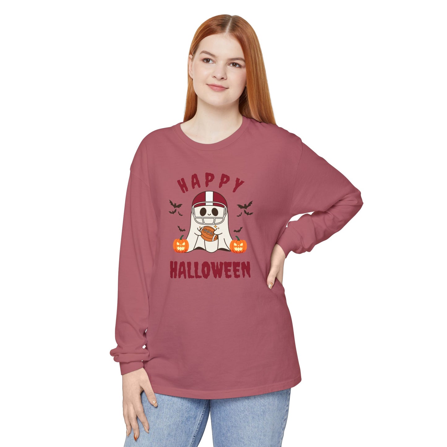 Halloween Unisex Long Sleeve T-Shirt, Cute Ghost Tee, Seasonal Apparel, Casual Halloween Outfit, Trick or Treat Shirt, October Fashion