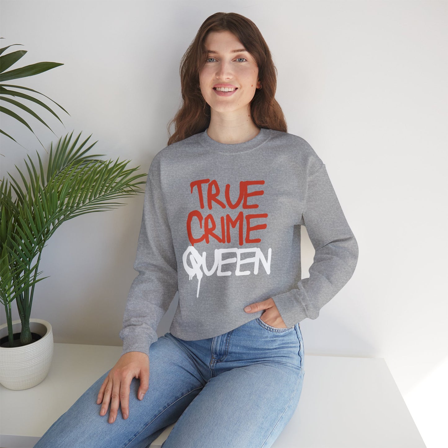 True Crime Queen Sweatshirt - Cozy Unisex Crewneck for True Crime Lovers, Comfortable Gift, Fall Fashion, Halloween Apparel
