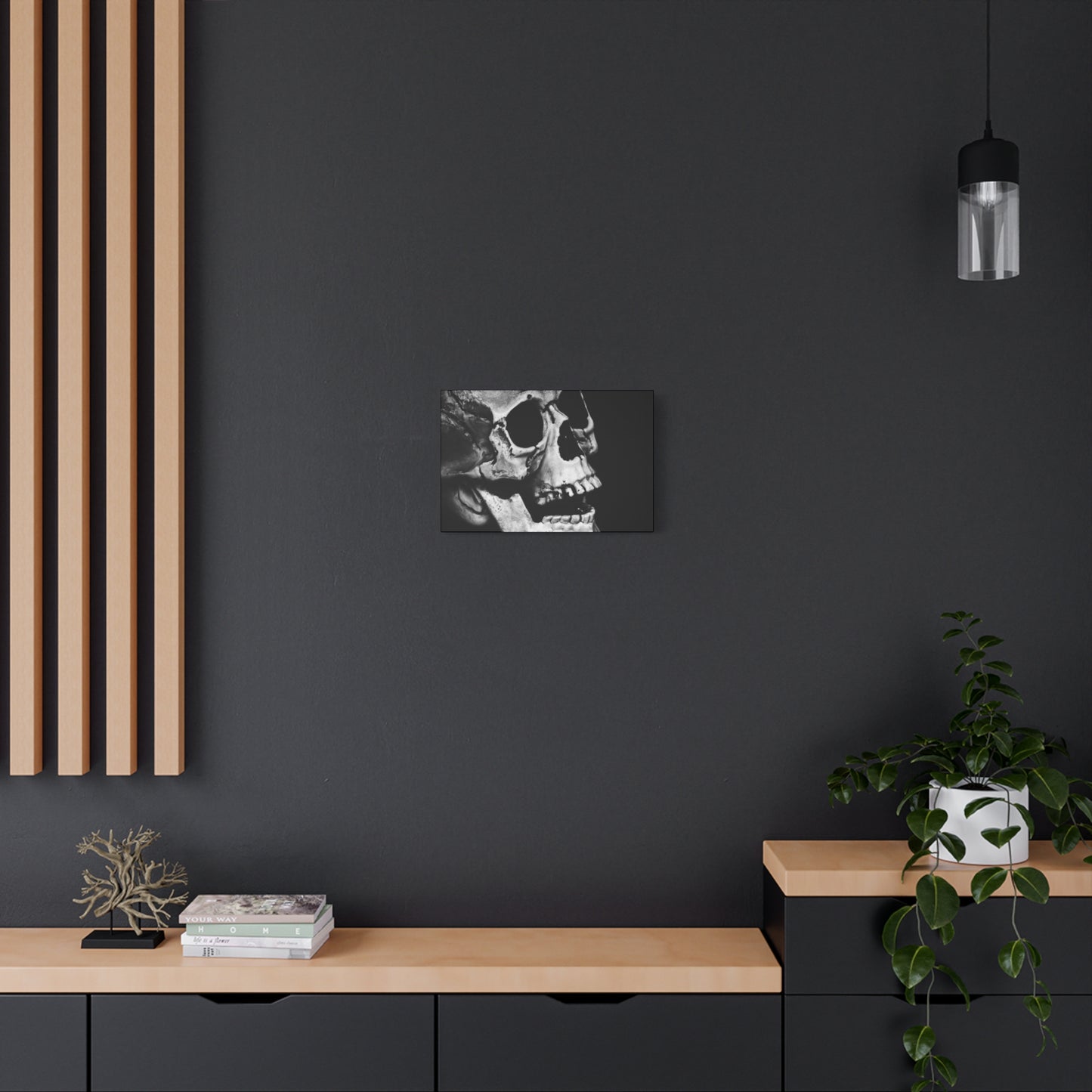 Black Skull Matte Canvas Art, Gothic Wall Decor, Halloween Decoration, Unique Home Aesthetic, Edgy Interior Design
