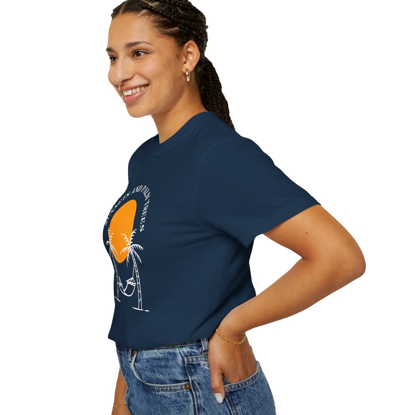 Sunset and Palm Trees T-shirt, Unisex Relaxed Tee, Summer Vibes Shirt, Vacation Attire, Beach Lover Gift, Casual Wear