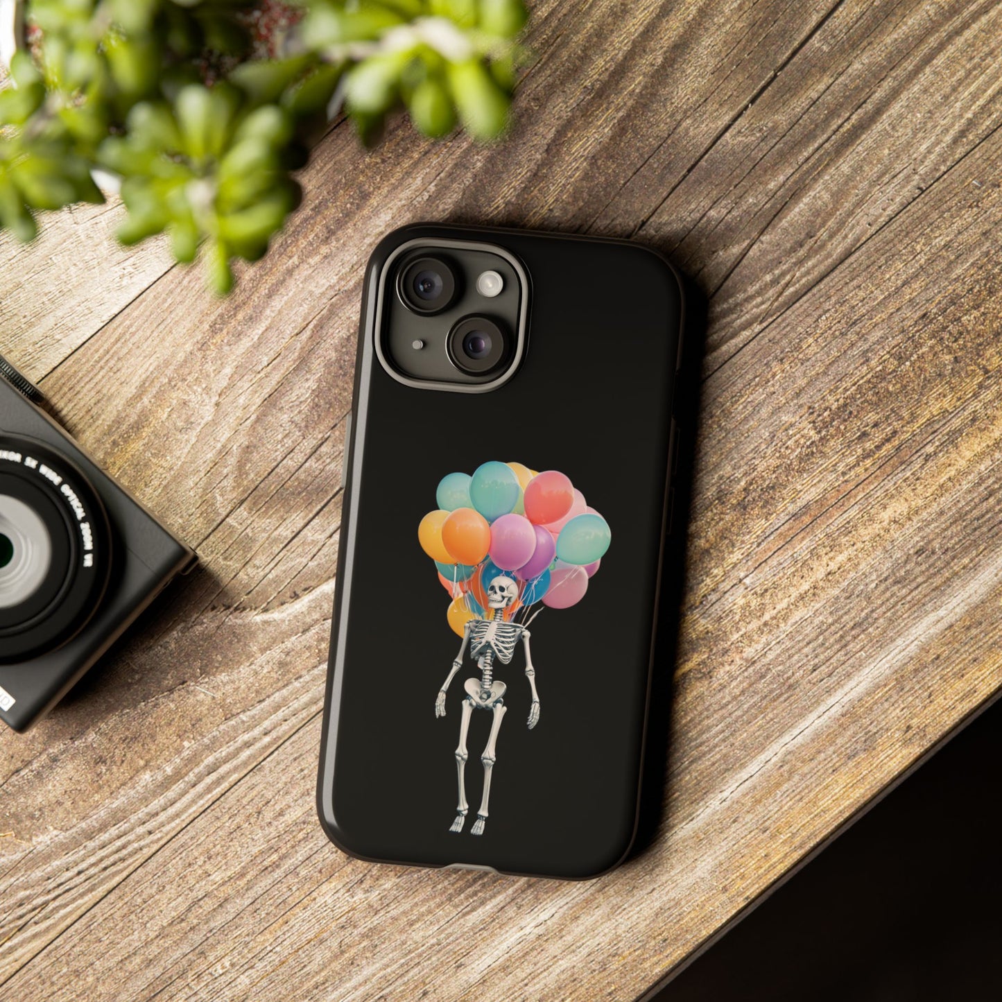 Skeleton Balloon Phone Case, Fun Halloween Gift, Unique Skeleton Design, Cute Phone Cover, Spooky Decor