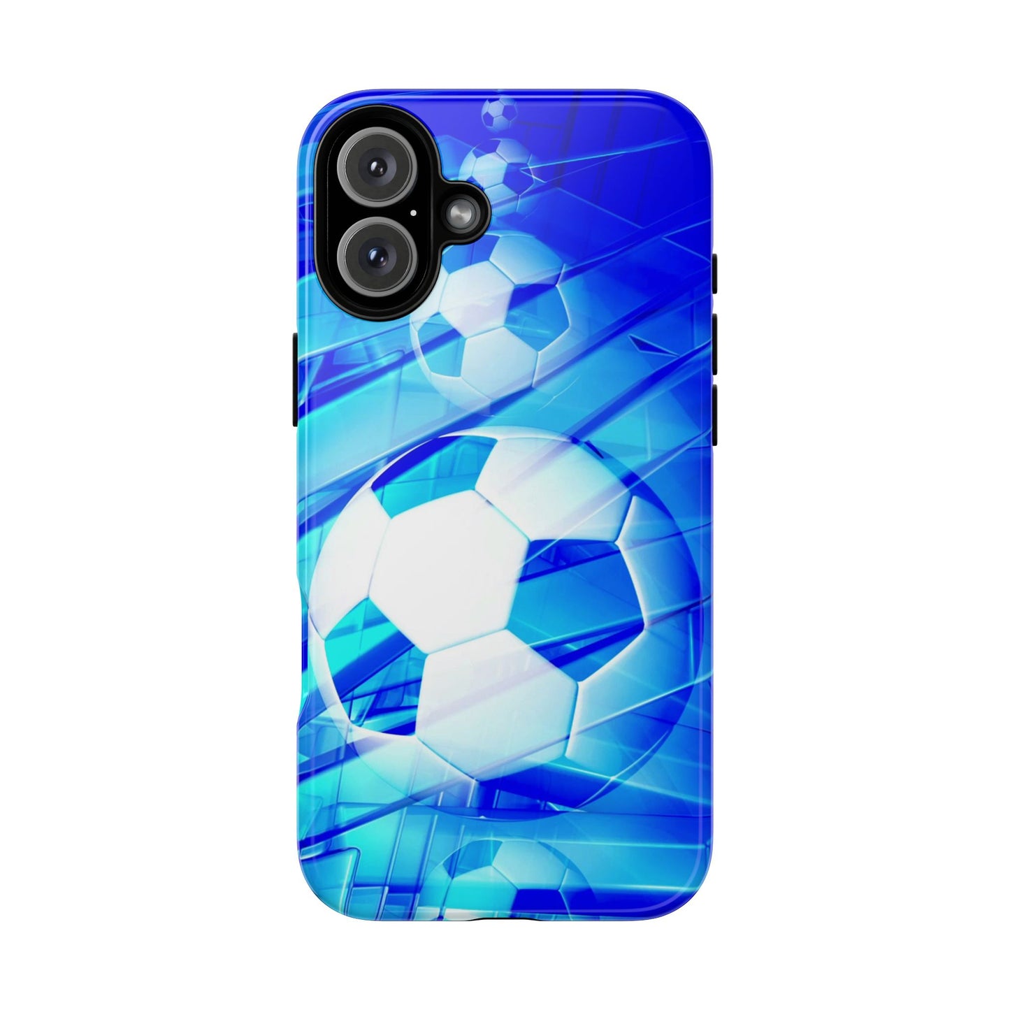 Soccer Phone Case with Tough Design, Blue Soccer Graphic Cover, Sporty Gift, Athletic Accessory, Youthful Decor, Durable Protection