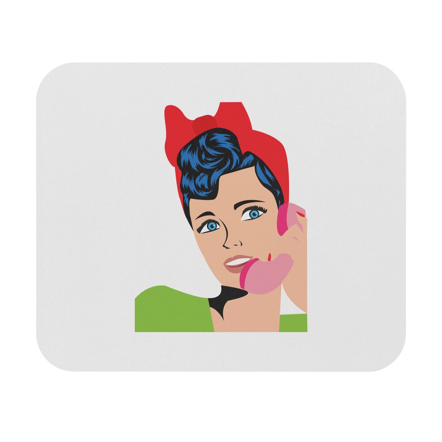 Vintage Glamour Mouse Pad – Retro Lady with Phone Design