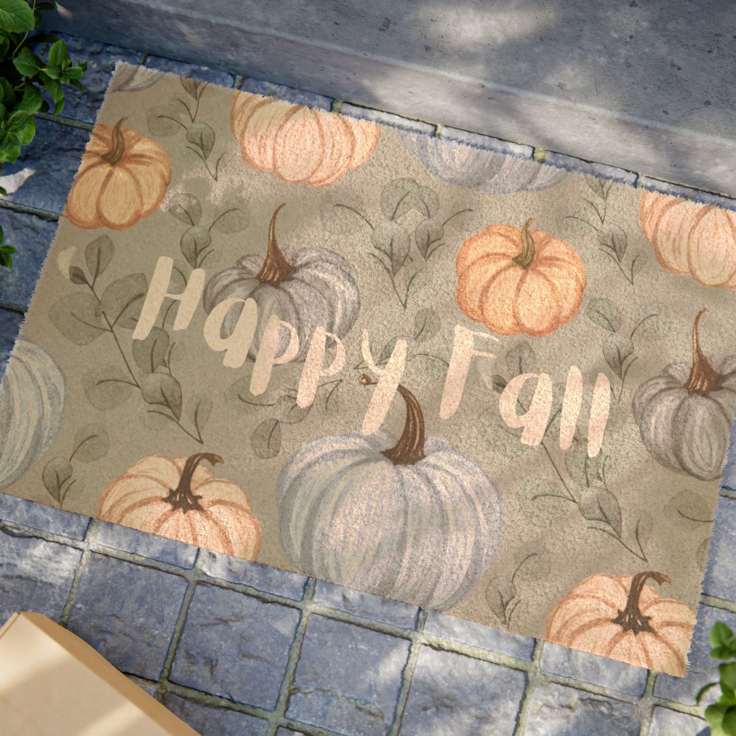 Happy Fall Doormat, Seasonal Door Mat, Autumn Welcome Mat, Pumpkin Decor, Fall Home Decor, Thanksgiving Greeting Mat