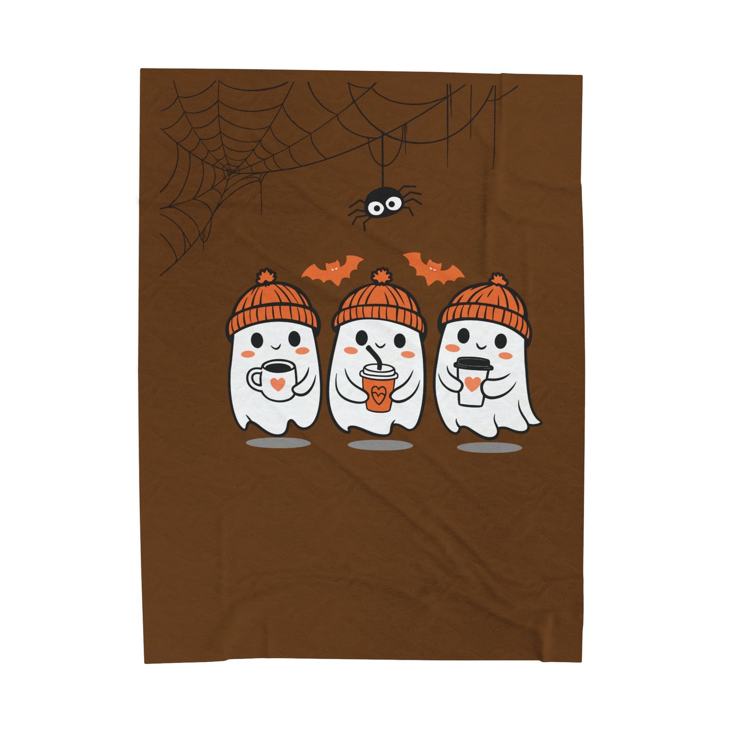 Cute Halloween Ghosts Velveteen Plush Blanket | Cozy Throw for Fall, Indoor Decor, Gift for Kids, Halloween Decor, Ghost Lover
