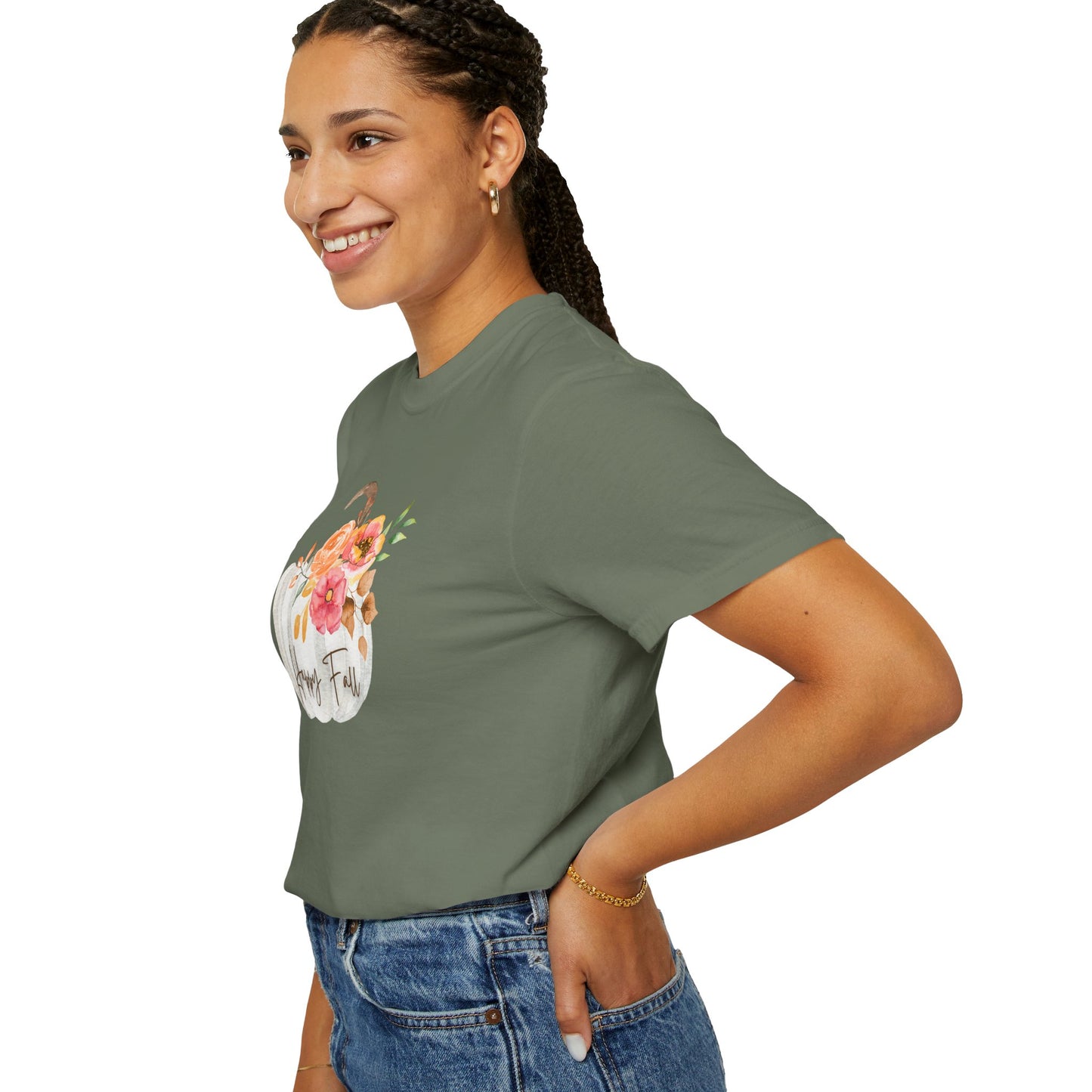 Happy Fall Pumpkin T-Shirt | Unisex Garment-Dyed Tee for Autumn, Thanksgiving, Fall Fashion, Pumpkin Lovers, Seasonal Style