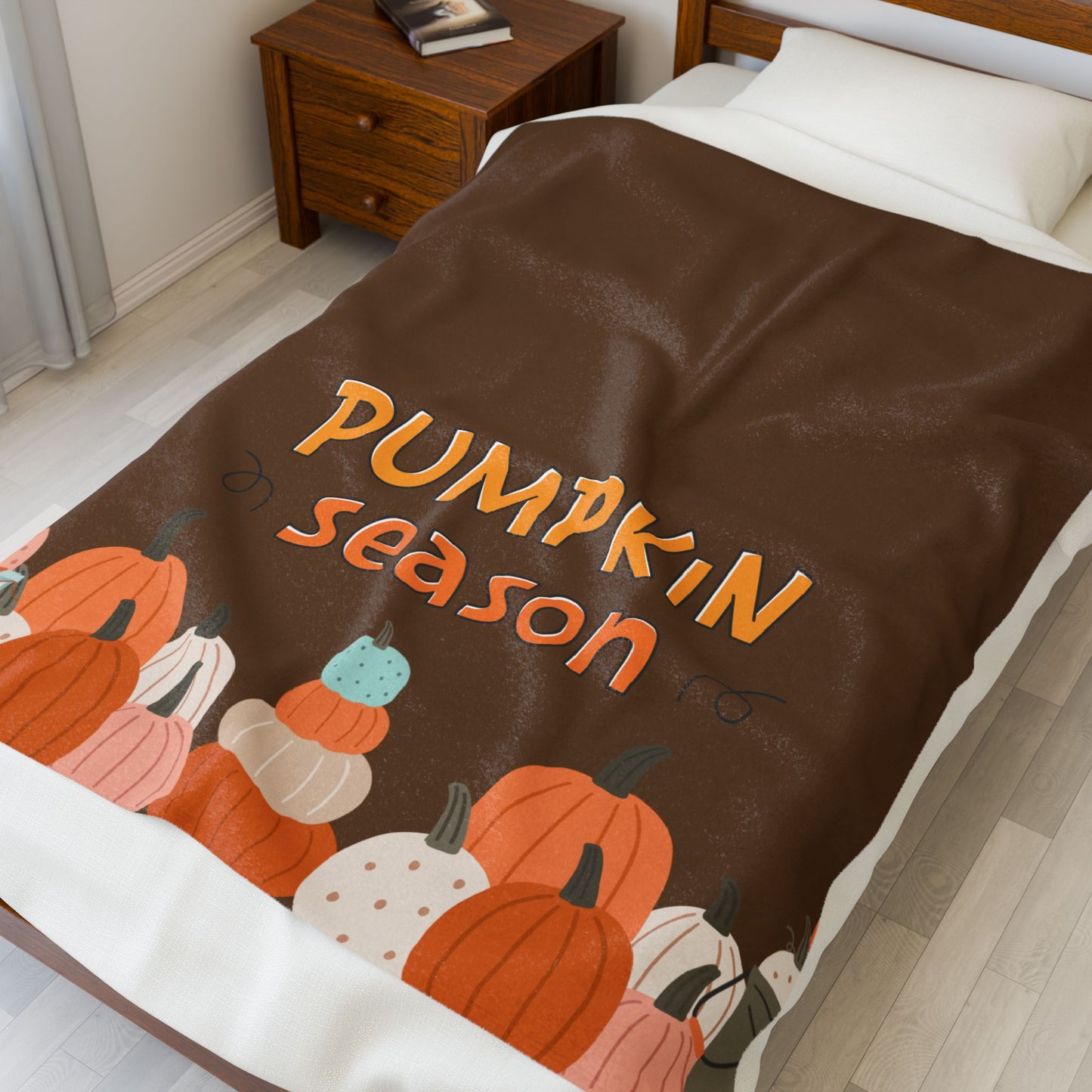Cozy Pumpkin Season Plush Blanket | Fall Decor, Autumn Gift, Halloween Throw, Home Comfort, Seasonal Snuggles