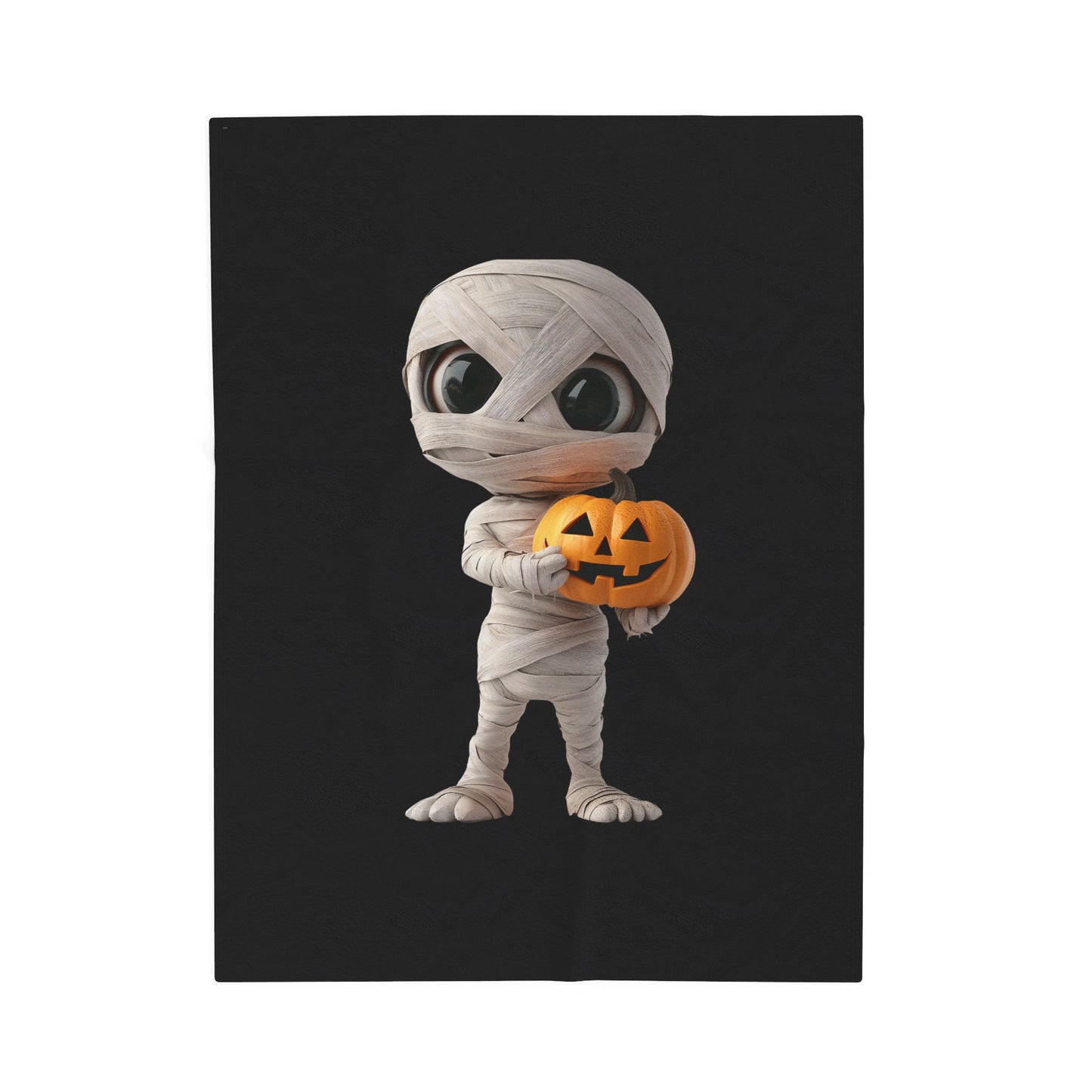 Mummy Pumpkin Halloween Blanket | Cozy Velveteen Plush Throw for Fall, Trick or Treat, Spooky Decor, Kid's Room, Halloween Gift