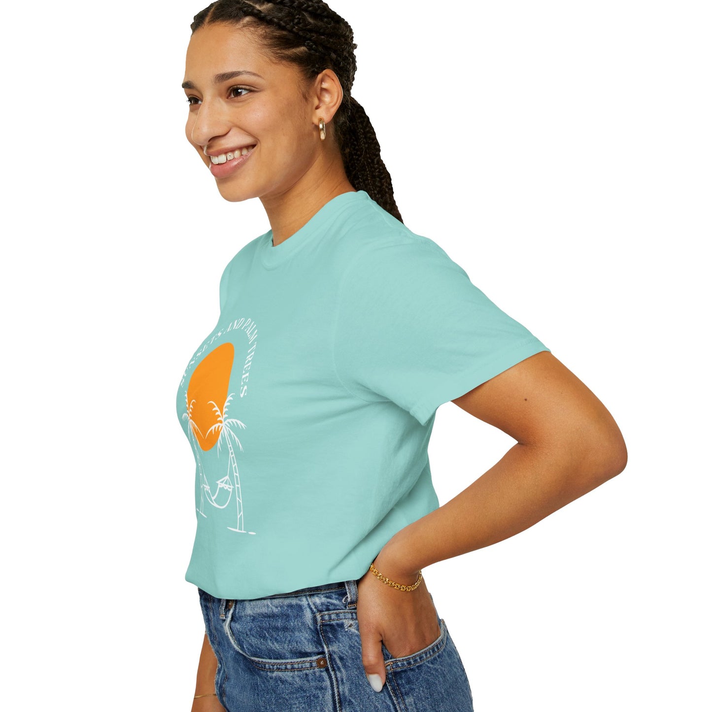 Sunset and Palm Trees T-shirt, Unisex Relaxed Tee, Summer Vibes Shirt, Vacation Attire, Beach Lover Gift, Casual Wear