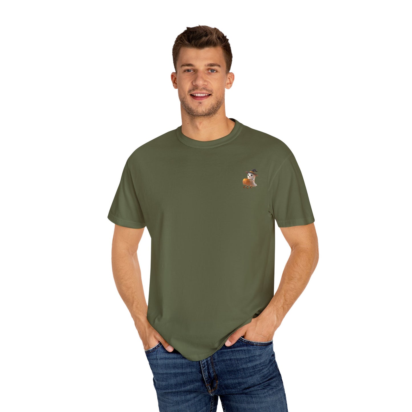 Casual Unisex Garment-Dyed T-Shirt, Ghost Shopping Trendy Graphic Tee for Everyday Wear, Summer Fashion, Gift for Him/Her