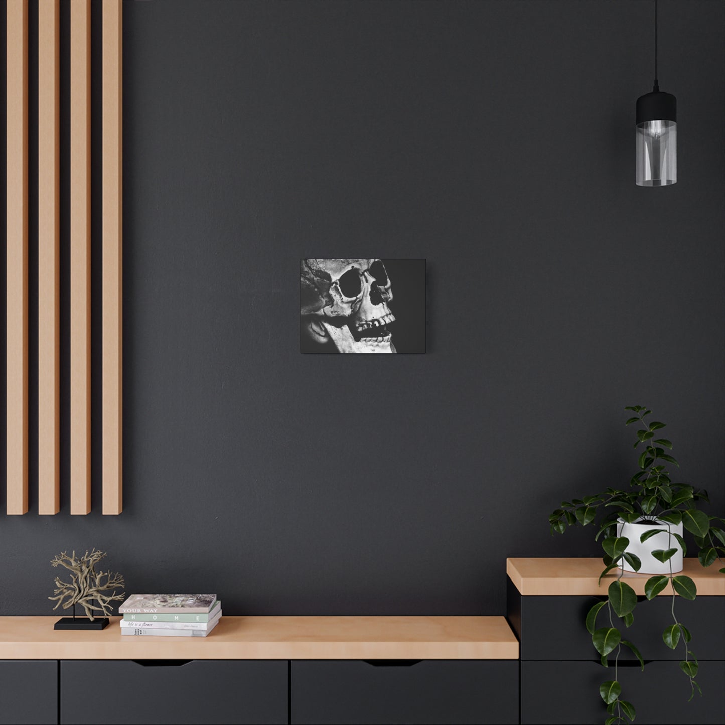 Black Skull Matte Canvas Art, Gothic Wall Decor, Halloween Decoration, Unique Home Aesthetic, Edgy Interior Design