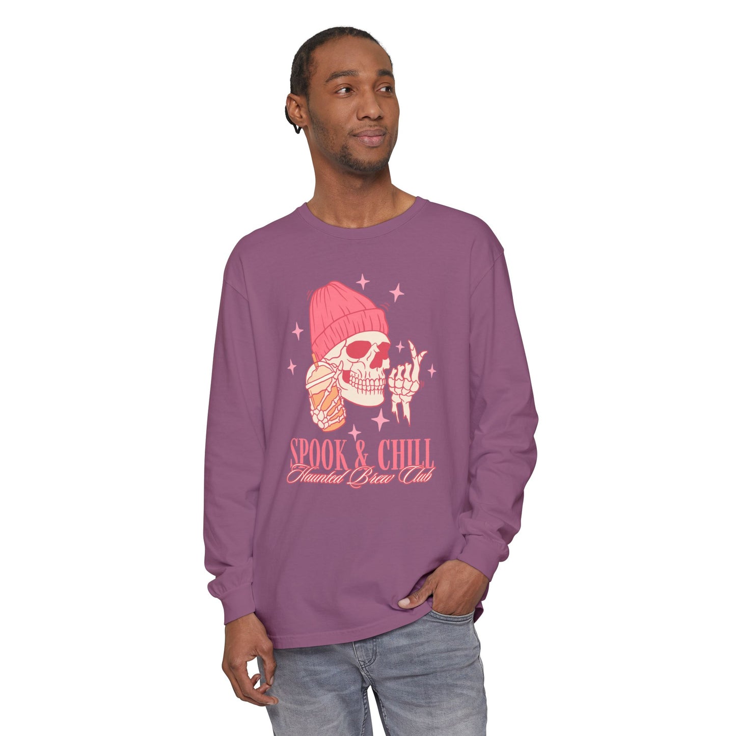 Spook & Chill Long Sleeve T-Shirt, Cozy Fall Fashion, Unisex Graphic Tee, Halloween Outfit, Trendy Gift for Friends