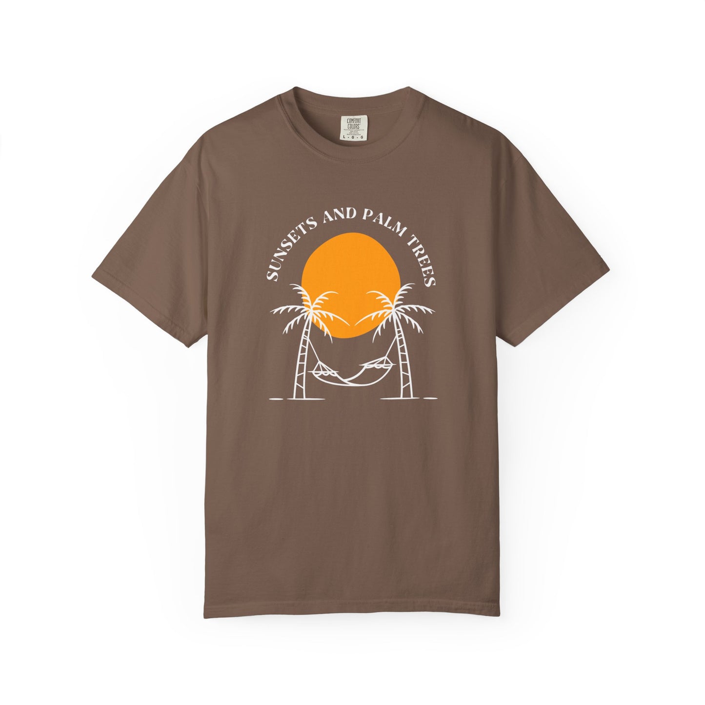 Sunset and Palm Trees T-shirt, Unisex Relaxed Tee, Summer Vibes Shirt, Vacation Attire, Beach Lover Gift, Casual Wear