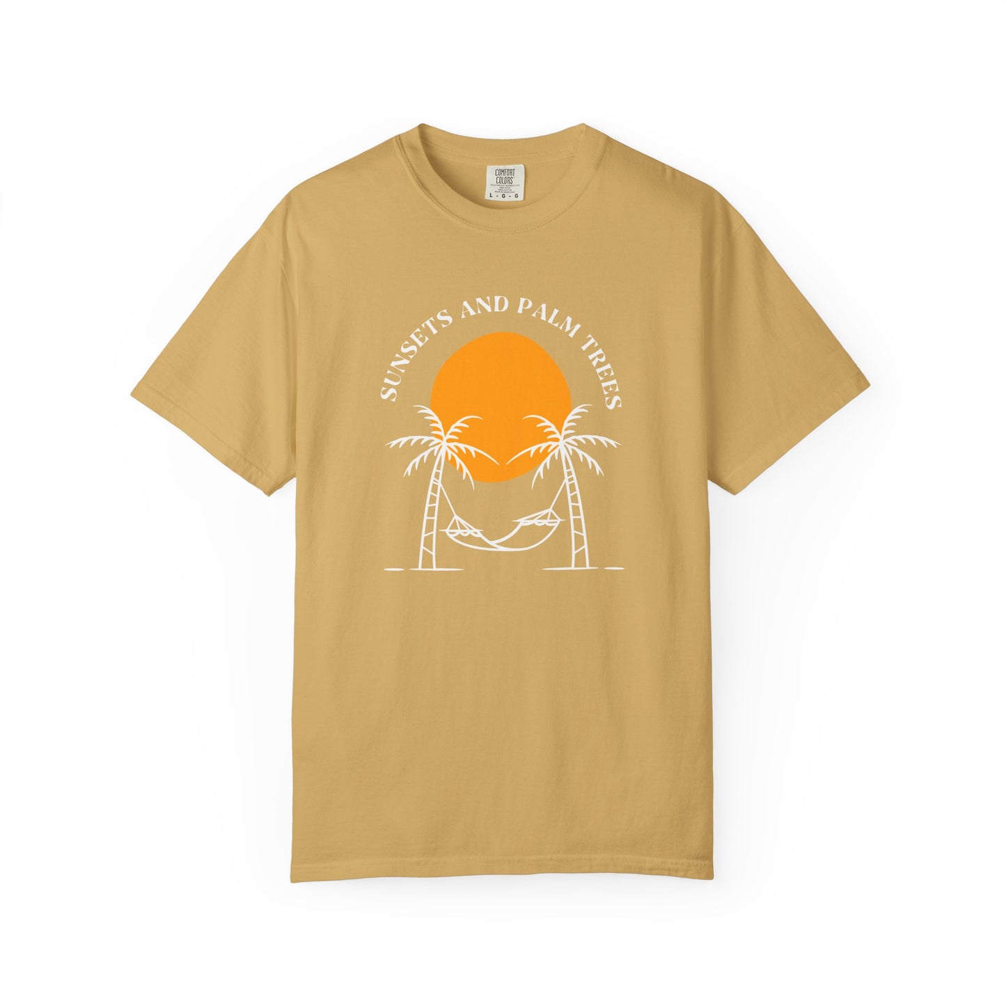 Sunset and Palm Trees T-shirt, Unisex Relaxed Tee, Summer Vibes Shirt, Vacation Attire, Beach Lover Gift, Casual Wear
