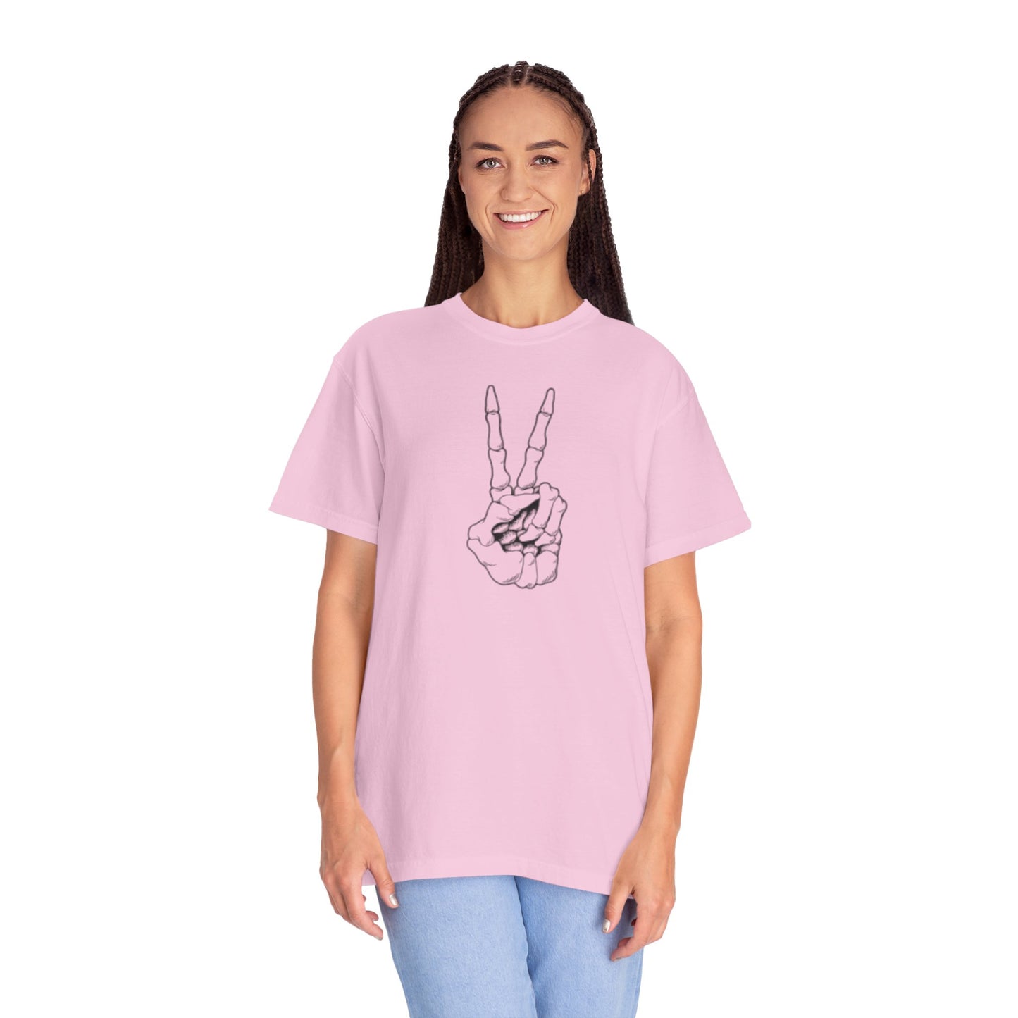 Peace To Death Unisex Garment-Dyed T-Shirt, Soft Graphic Tee for Casual Wear, Perfect for Earth Day, Music Festivals, and Relaxed Outings