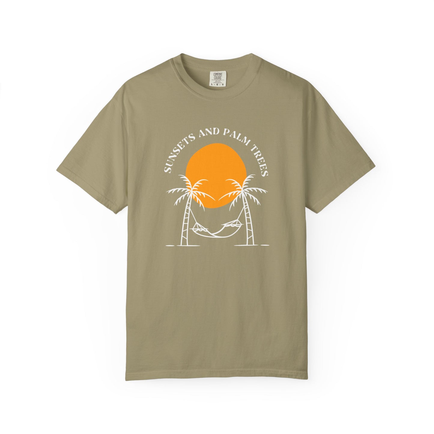 Sunset and Palm Trees T-shirt, Unisex Relaxed Tee, Summer Vibes Shirt, Vacation Attire, Beach Lover Gift, Casual Wear