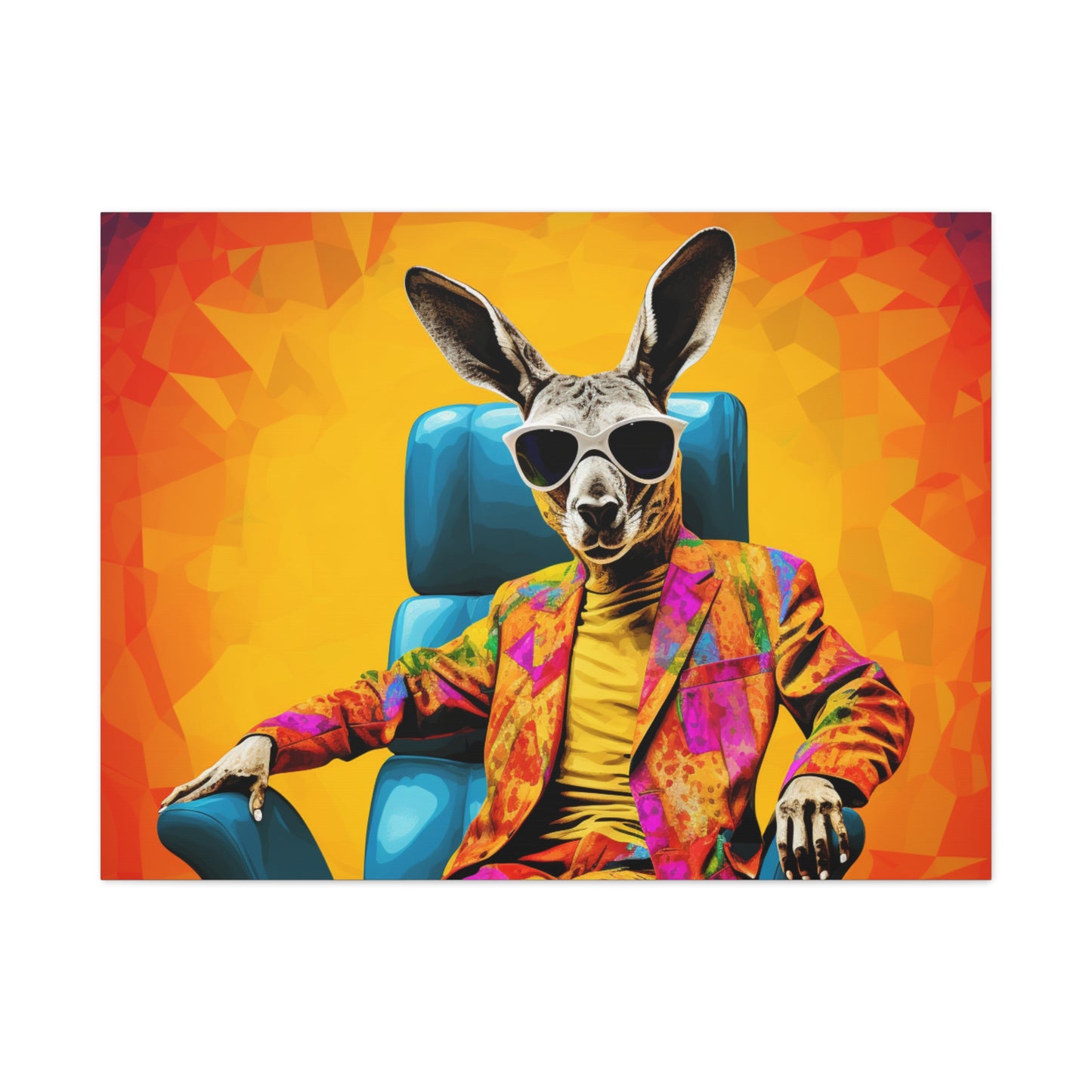 Colorful Kangaroo Wall Art - Retro Stretched Canvas