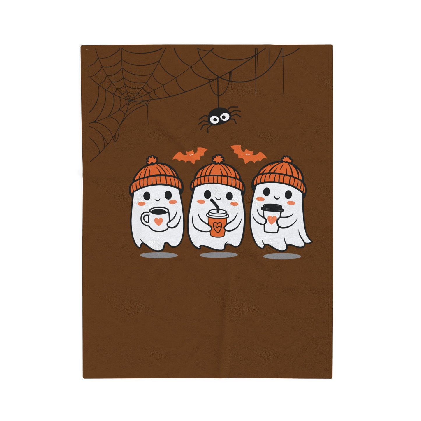 Cute Halloween Ghosts Velveteen Plush Blanket | Cozy Throw for Fall, Indoor Decor, Gift for Kids, Halloween Decor, Ghost Lover