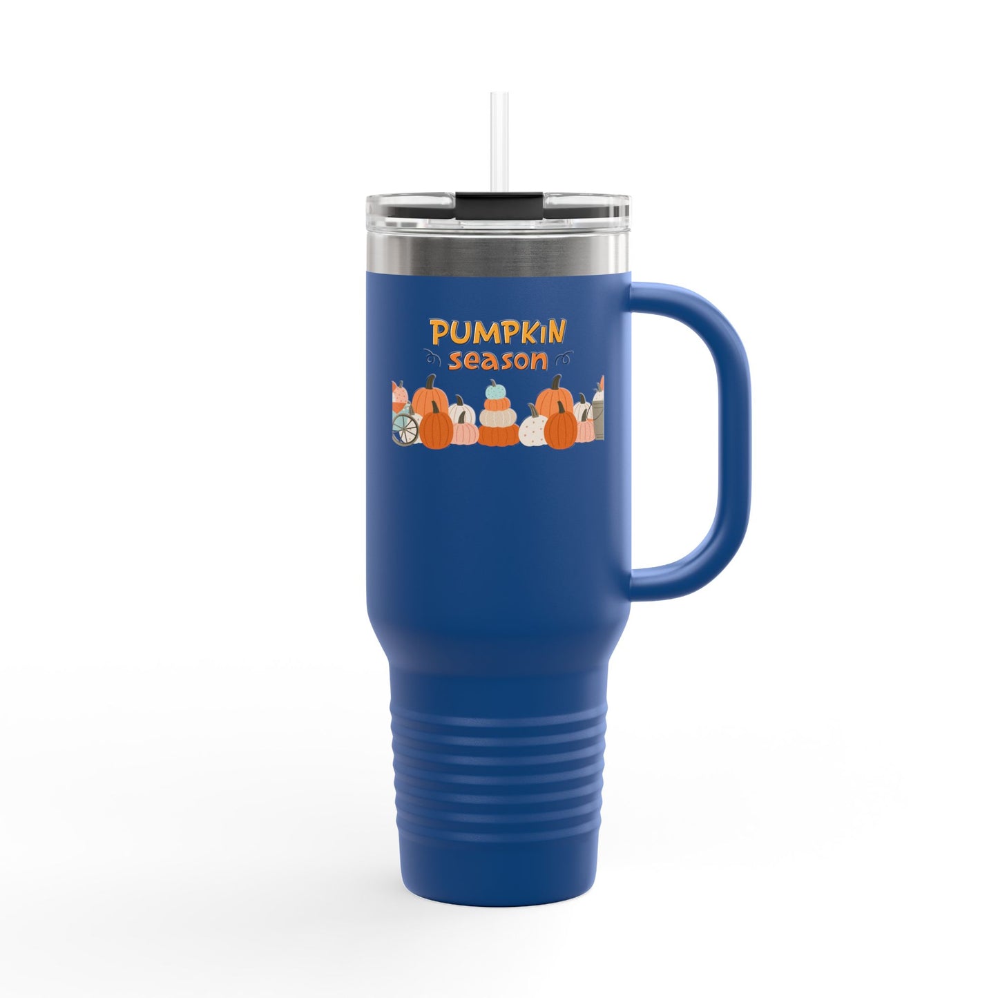 Pumpkin Season Insulated Travel Mug, Fall Coffee Cup, Autumn Beverage Tumbler, Cute Halloween Gift, Eco-Friendly Travel Accessory
