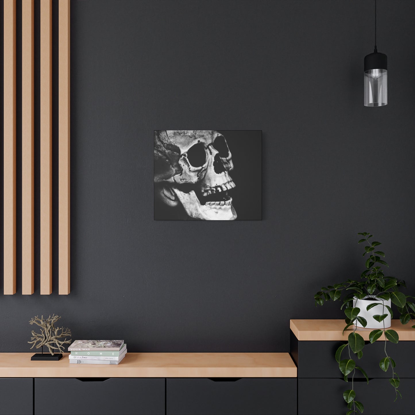 Black Skull Matte Canvas Art, Gothic Wall Decor, Halloween Decoration, Unique Home Aesthetic, Edgy Interior Design