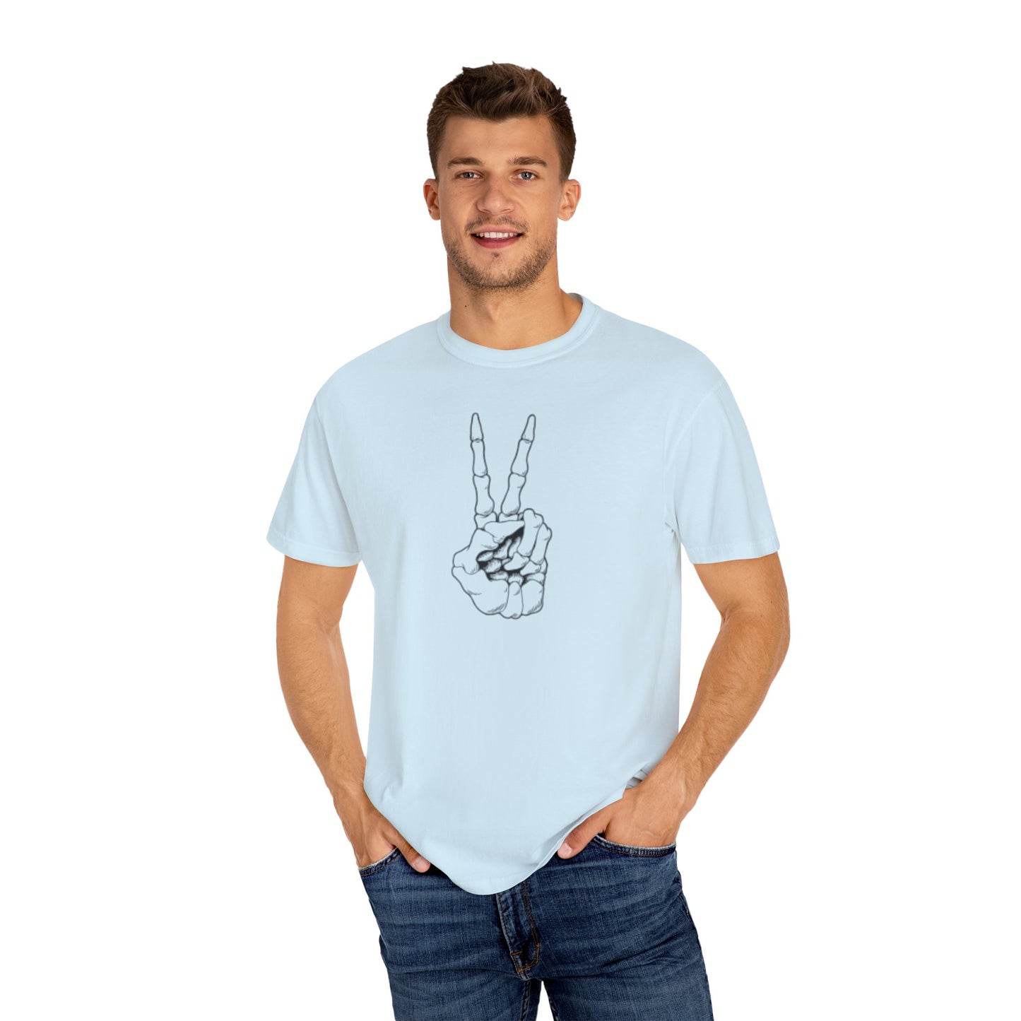 Peace To Death Unisex Garment-Dyed T-Shirt, Soft Graphic Tee for Casual Wear, Perfect for Earth Day, Music Festivals, and Relaxed Outings