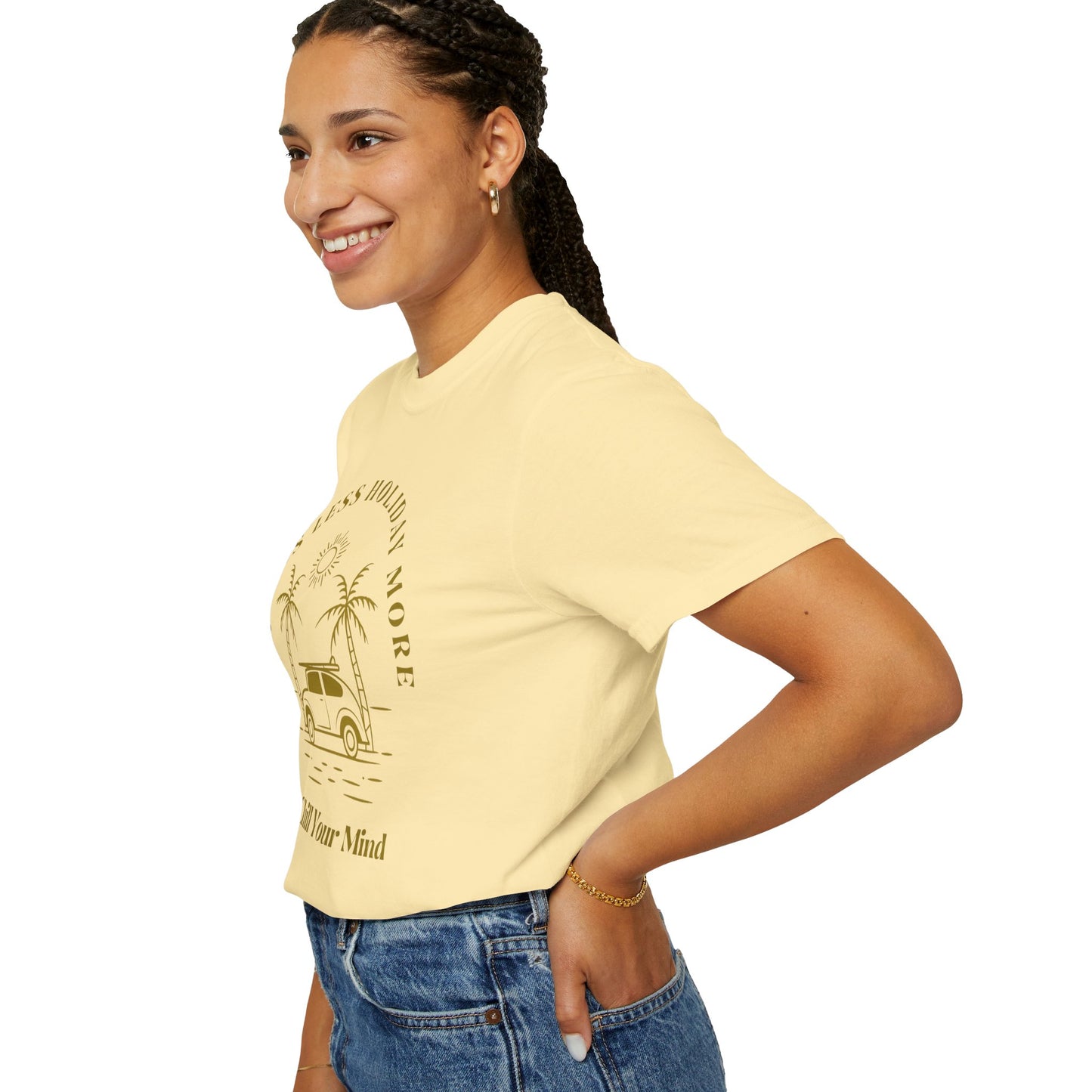 Chill Your Mind Garment-Dyed T-Shirt, Relaxed Summer Vibe Tee, Stress Less Holiday Shirt, Casual Travel Top, Gift for Beach Lovers