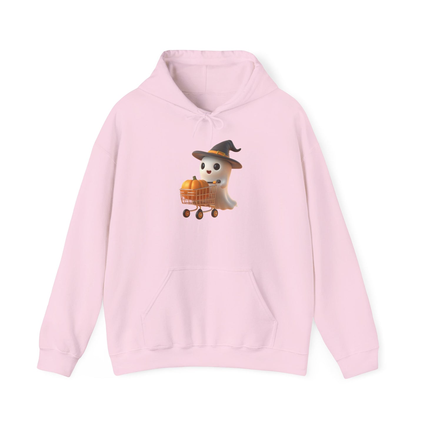 Friendly Ghost Shopper Halloween Hoodie, Unisex Pullover Sweatshirt for Fall, Cozy Halloween Sweatshirt, Ghost Lovers Gift, Spooky Season Apparel