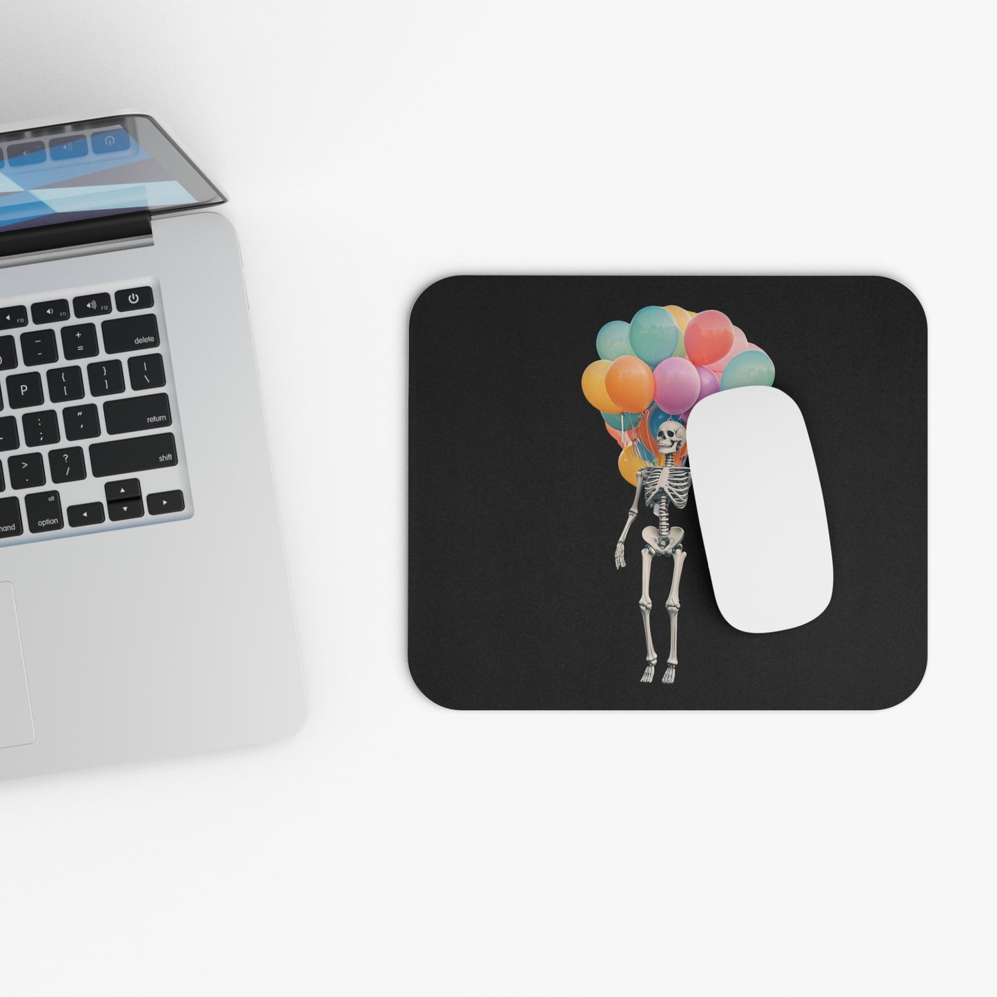 Skeleton Balloon Mouse Pad, Fun Desk Accessory, Halloween Decor, Office Gift, Unique Gamer Gear