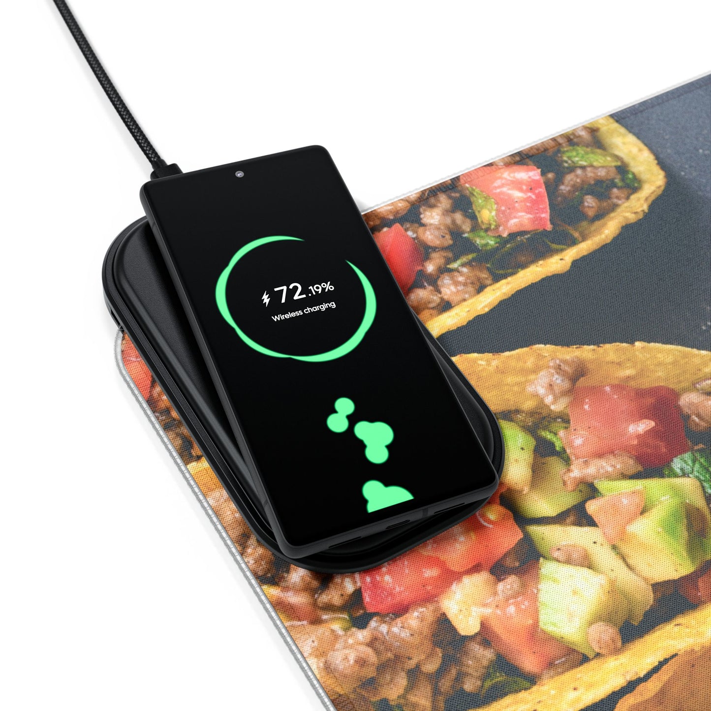 LED Gaming Mouse Pad with Wireless Charging - Fun Taco Theme