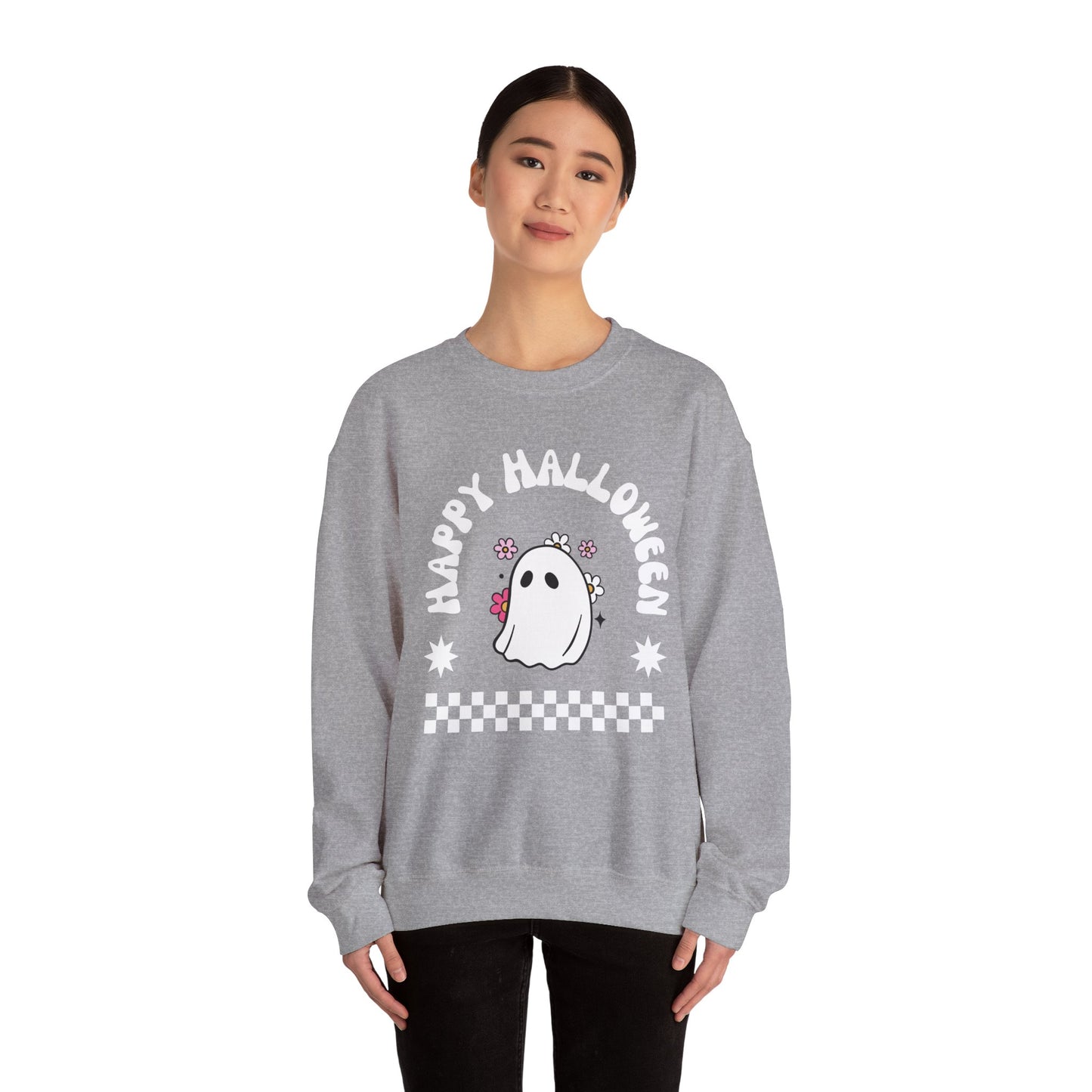 Halloween Ghost Sweatshirt, Cozy Unisex Crewneck, Fall Apparel, Spooky Season Top, Halloween Gift, Festival Clothing
