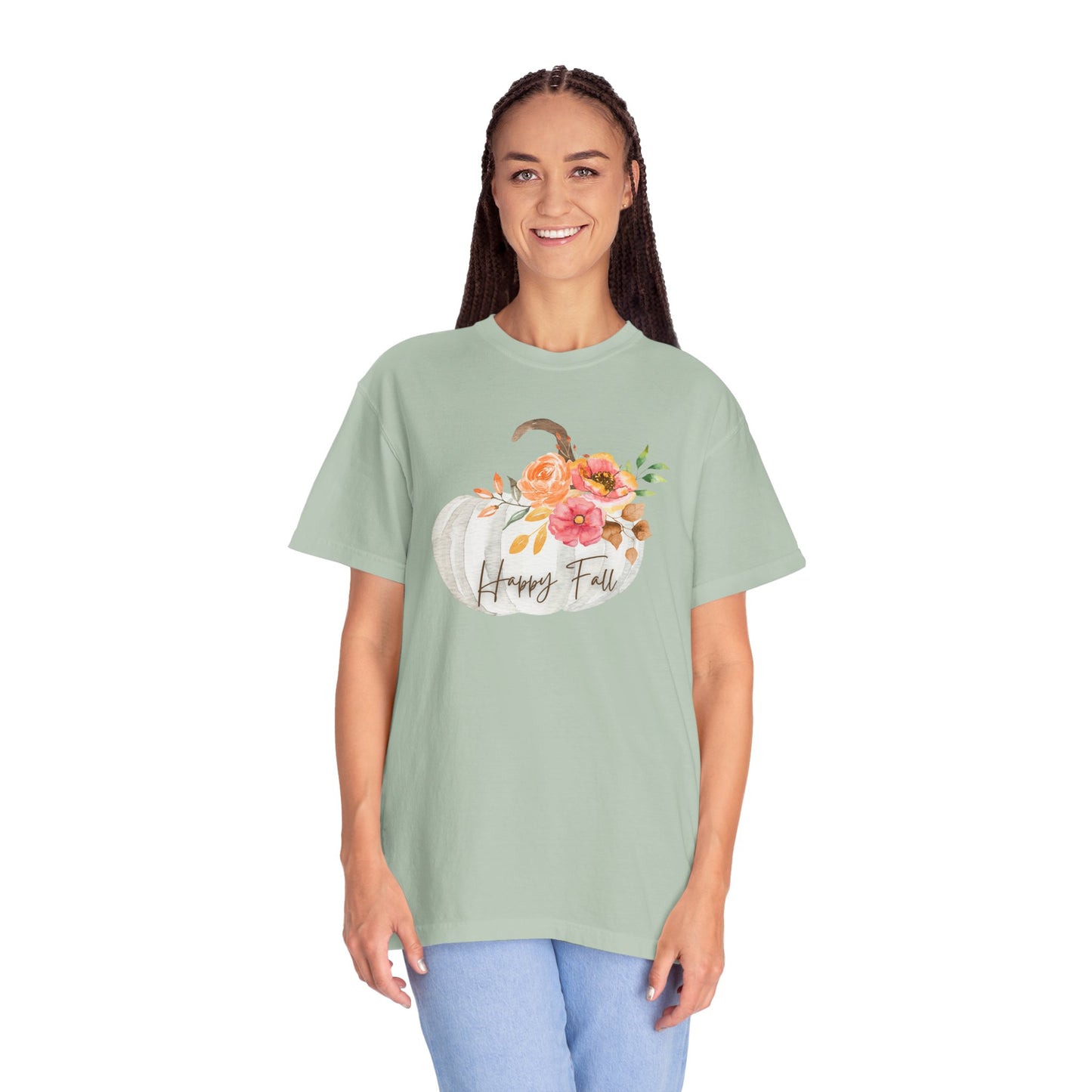 Happy Fall Pumpkin T-Shirt | Unisex Garment-Dyed Tee for Autumn, Thanksgiving, Fall Fashion, Pumpkin Lovers, Seasonal Style