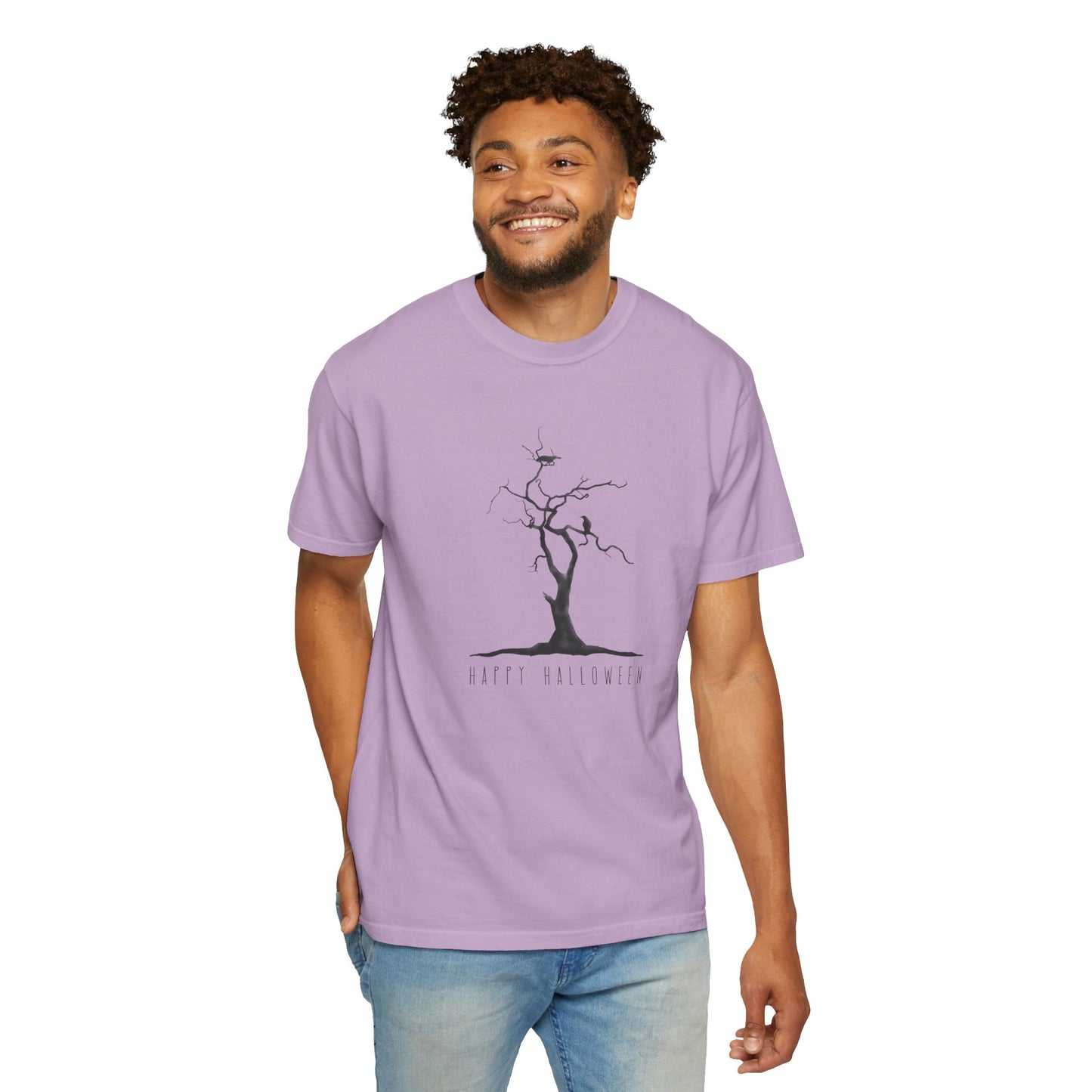 Garment-Dyed T-Shirt with Minimalist Tree Design, Unisex Nature Tee, Eco-Friendly Gift, Casual Wear, Sustainable Fashion