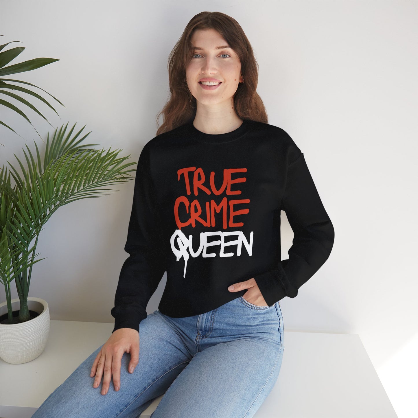 True Crime Queen Sweatshirt - Cozy Unisex Crewneck for True Crime Lovers, Comfortable Gift, Fall Fashion, Halloween Apparel