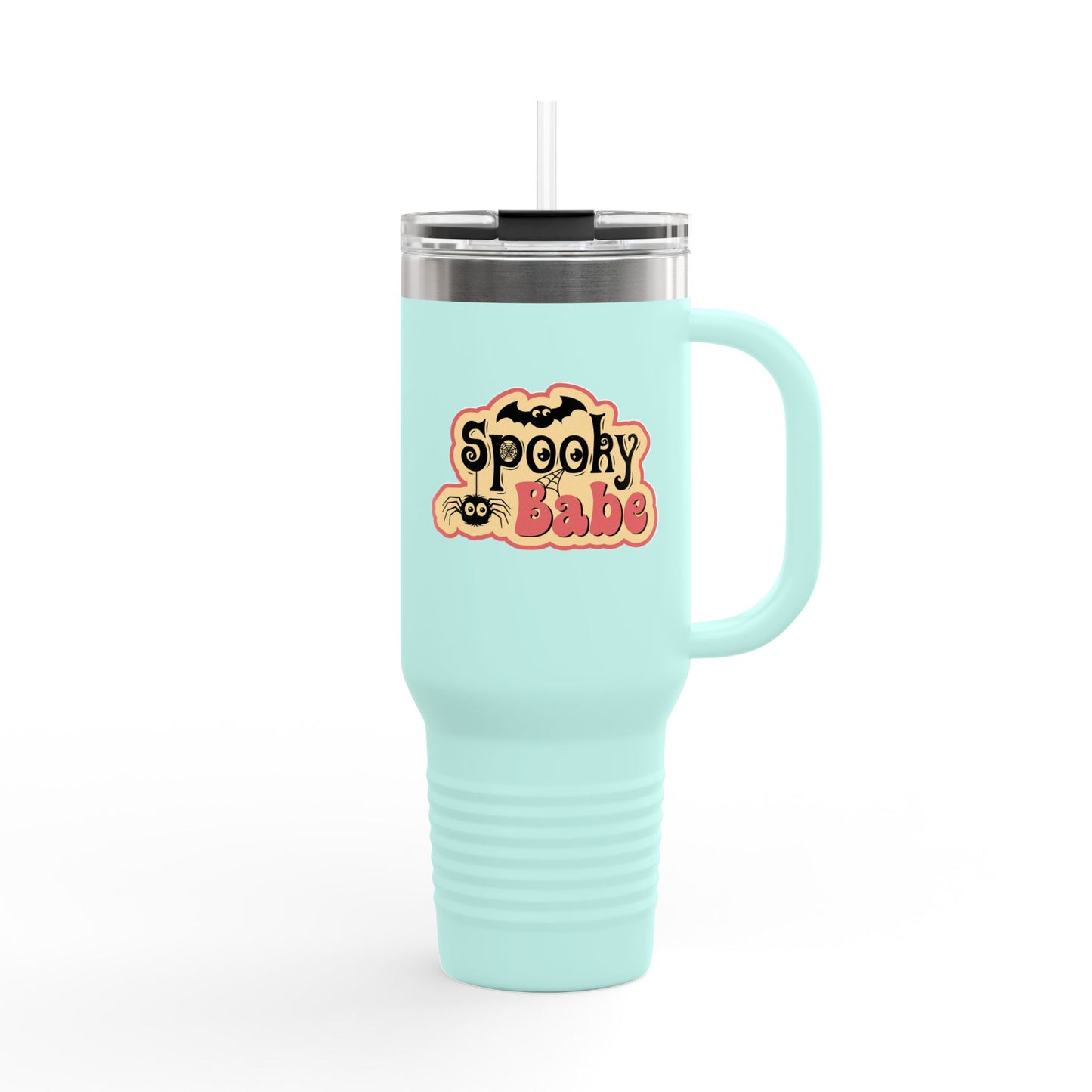 HalloweenSpooky Babe Insulated Travel Mug - 40oz, Funny Gift for Coffee Lovers, Halloween Party Mug, Fall Drinkware, Reusable Travel Cup