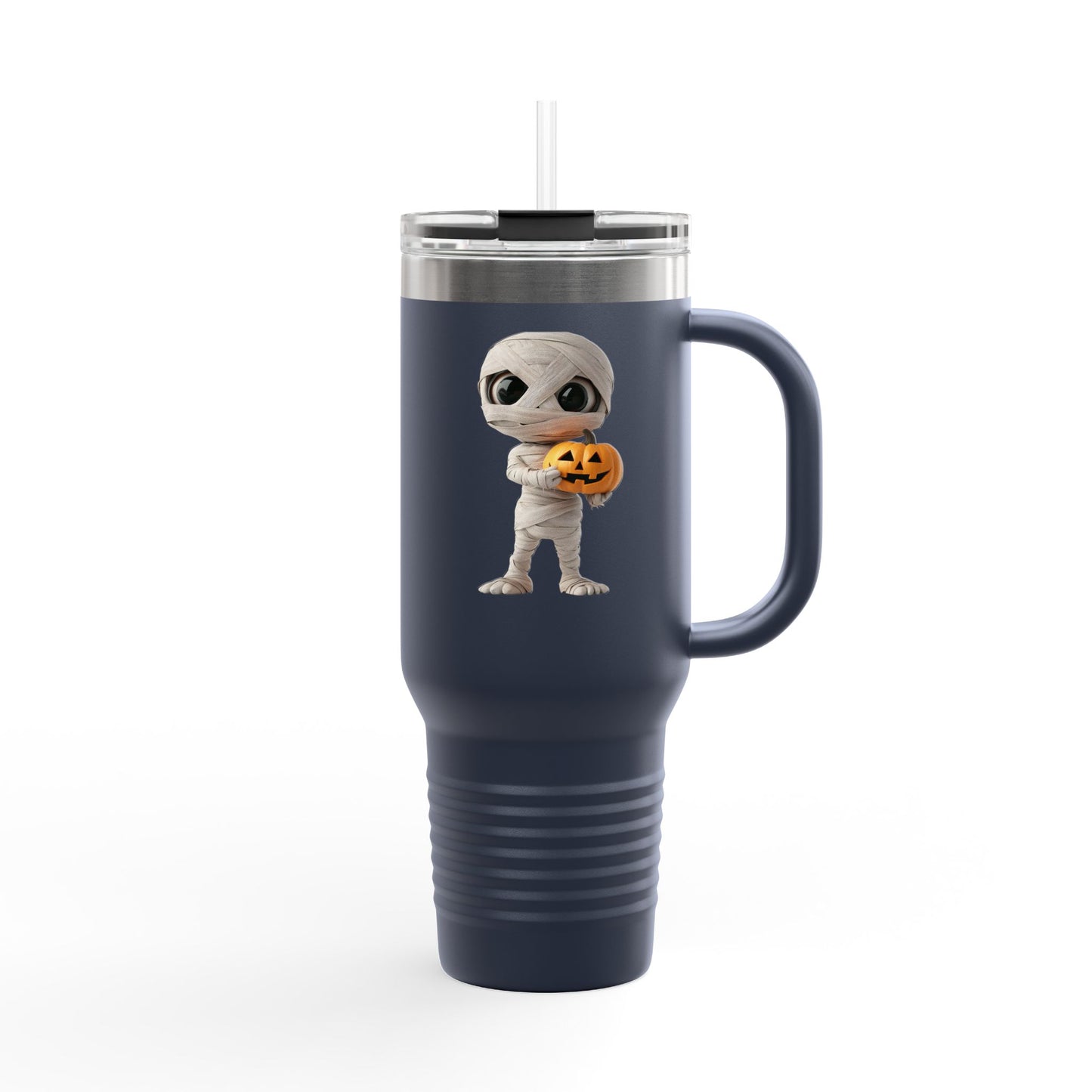 Halloween Mummy Pumpkin Insulated Travel Mug, 40oz | Whimsical Mummy Design, Perfect for Fall, Gifts, Trick-or-Treat, Coffee Lovers, Eco-Friendly